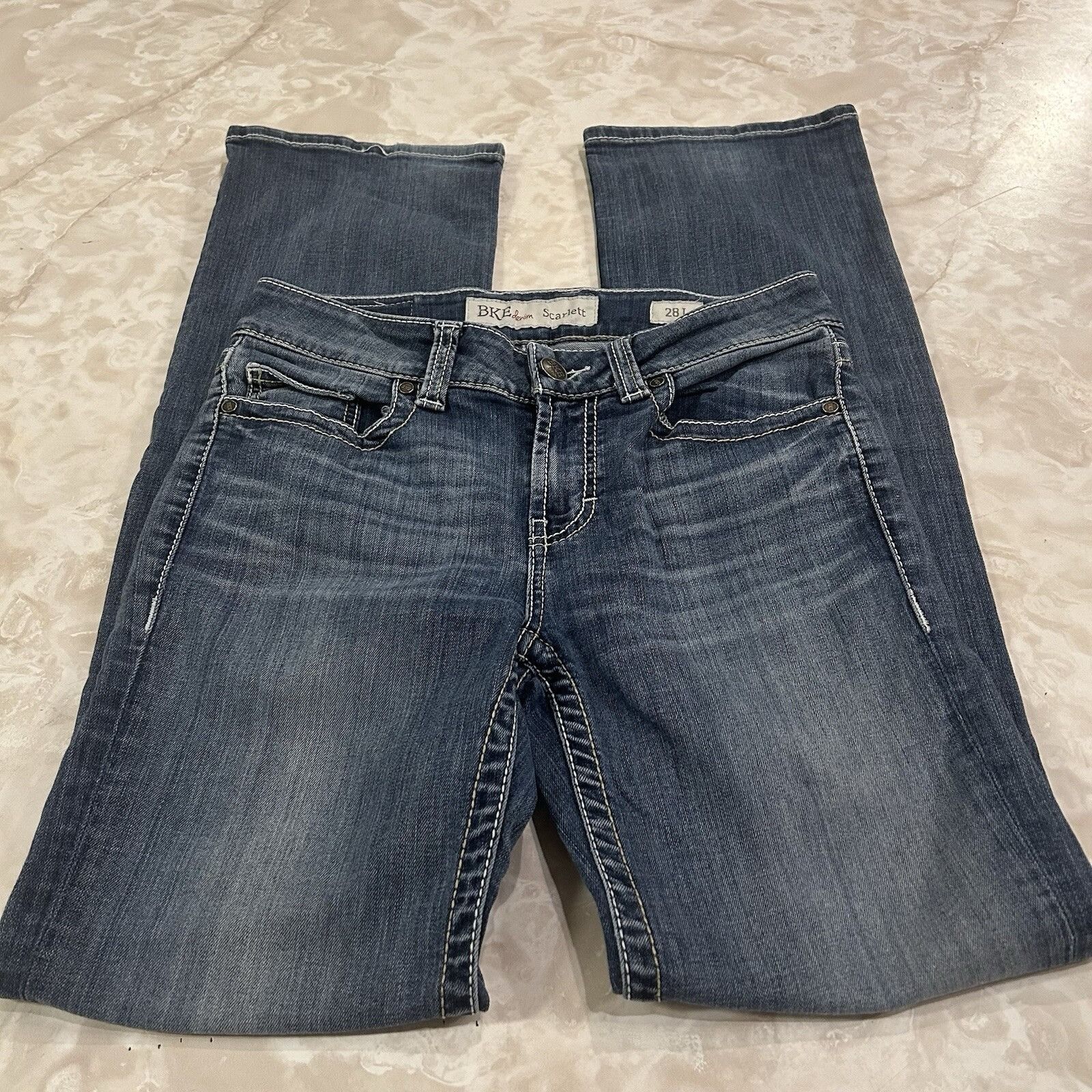 Vintage BKE Jeans Womens 28 L Blue Scarlett Slim Boot Stretch Low Ri Size 28" / US 6 / IT 42 - 2 Thumbnail
