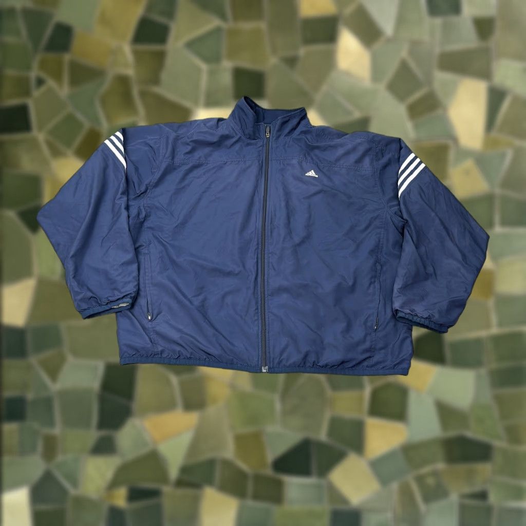 Adidas Adidas Jacket Mens 2XL Blue Full Zip Windbreaker 3 Stripes Athletic Lined Size US XXL / EU 58 / 5 - 1 Thumbnail