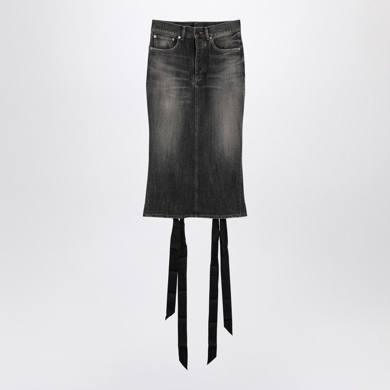 Balenciaga Balenciaga Skirt With Laces In Smoky Grey Denim