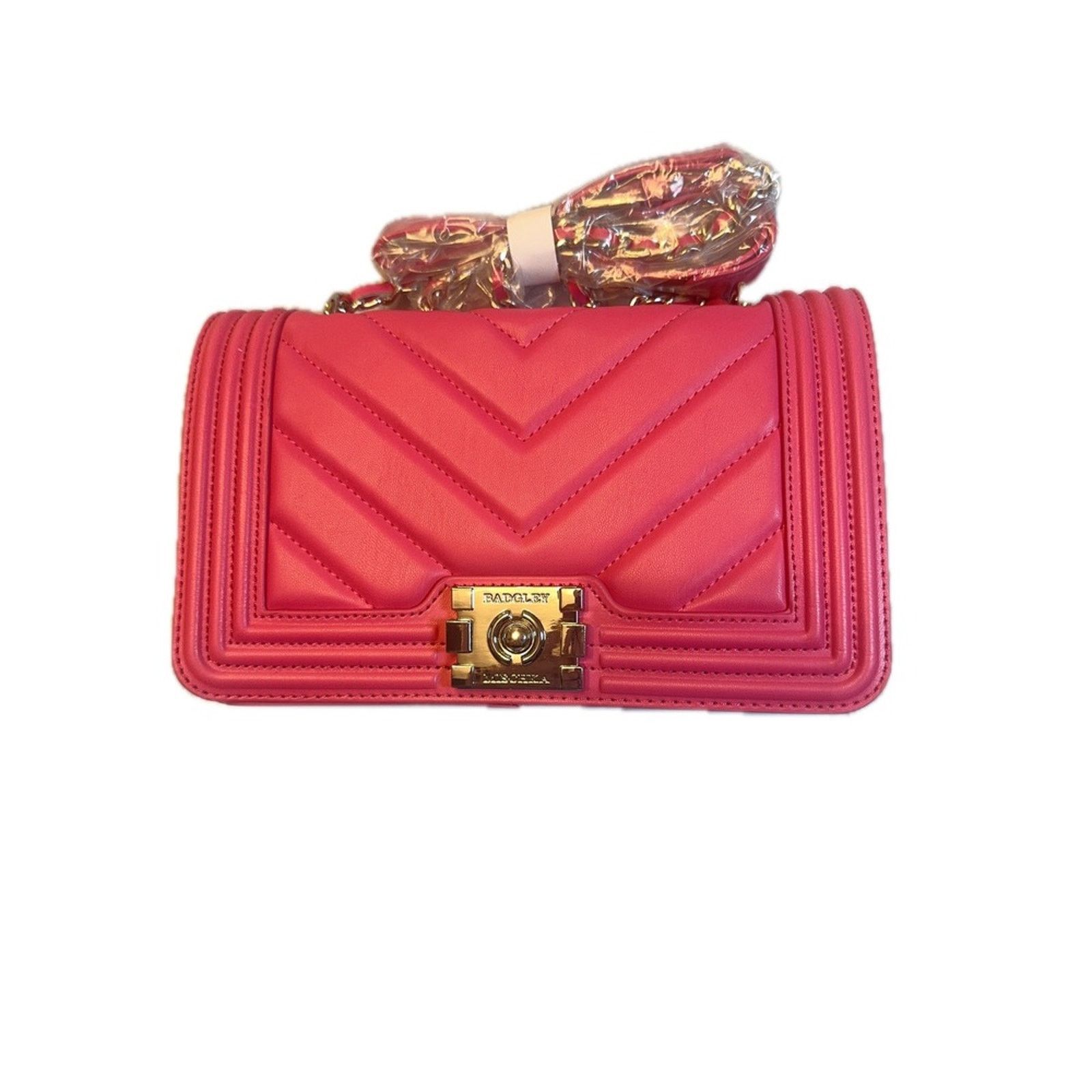 Badgley Mischka Badgley Mischka Pink Quilted Crossbody Bag with Chain Strap Size ONE SIZE - 1 Thumbnail