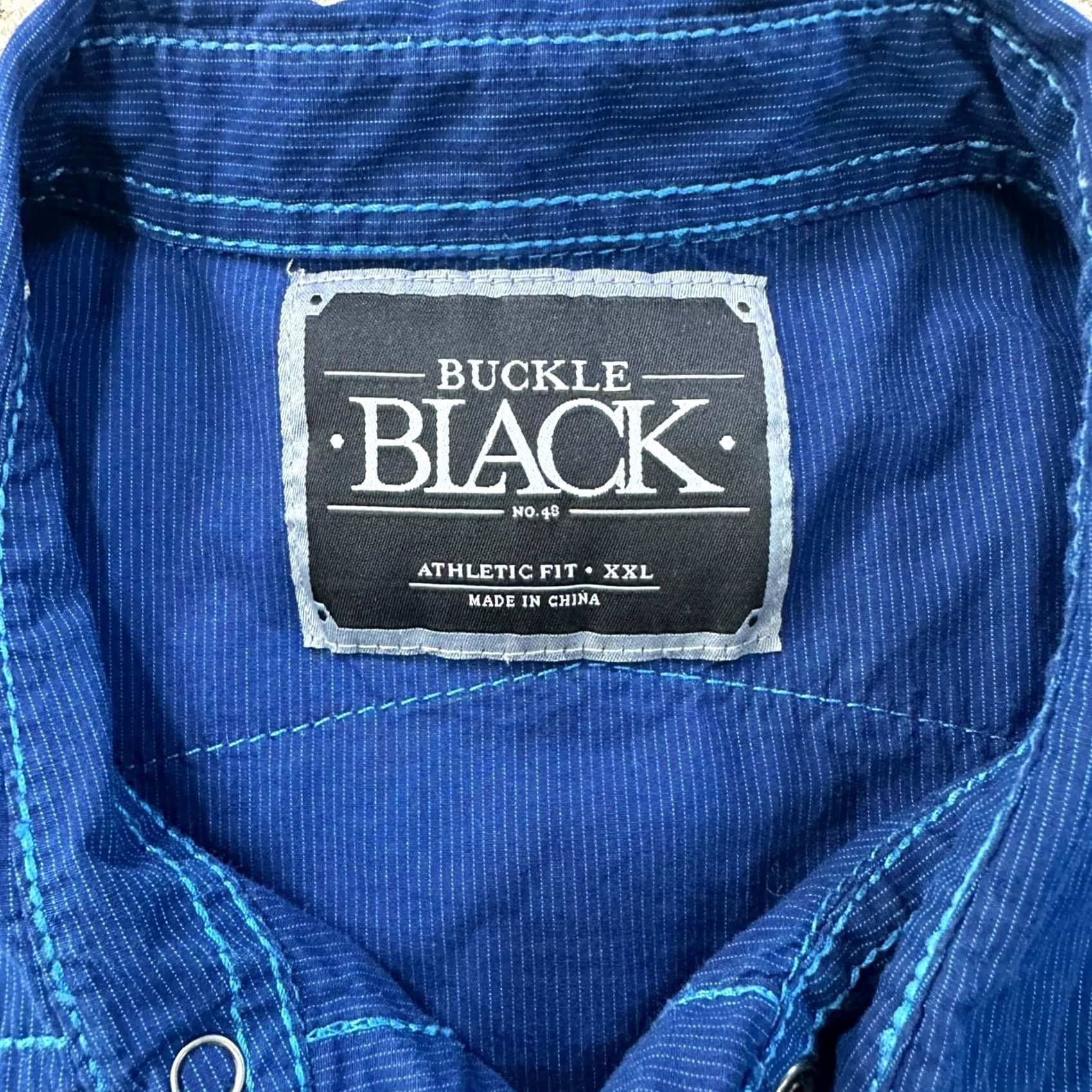 Buckle Black Buckle Black Button-Front Shirt Men's 2XL Athletic Fit Blue Button Up Cowboy Western Solid Long Sleeve Snap Front Vintage Size US XXL / EU 58 / 5 - 5 Thumbnail