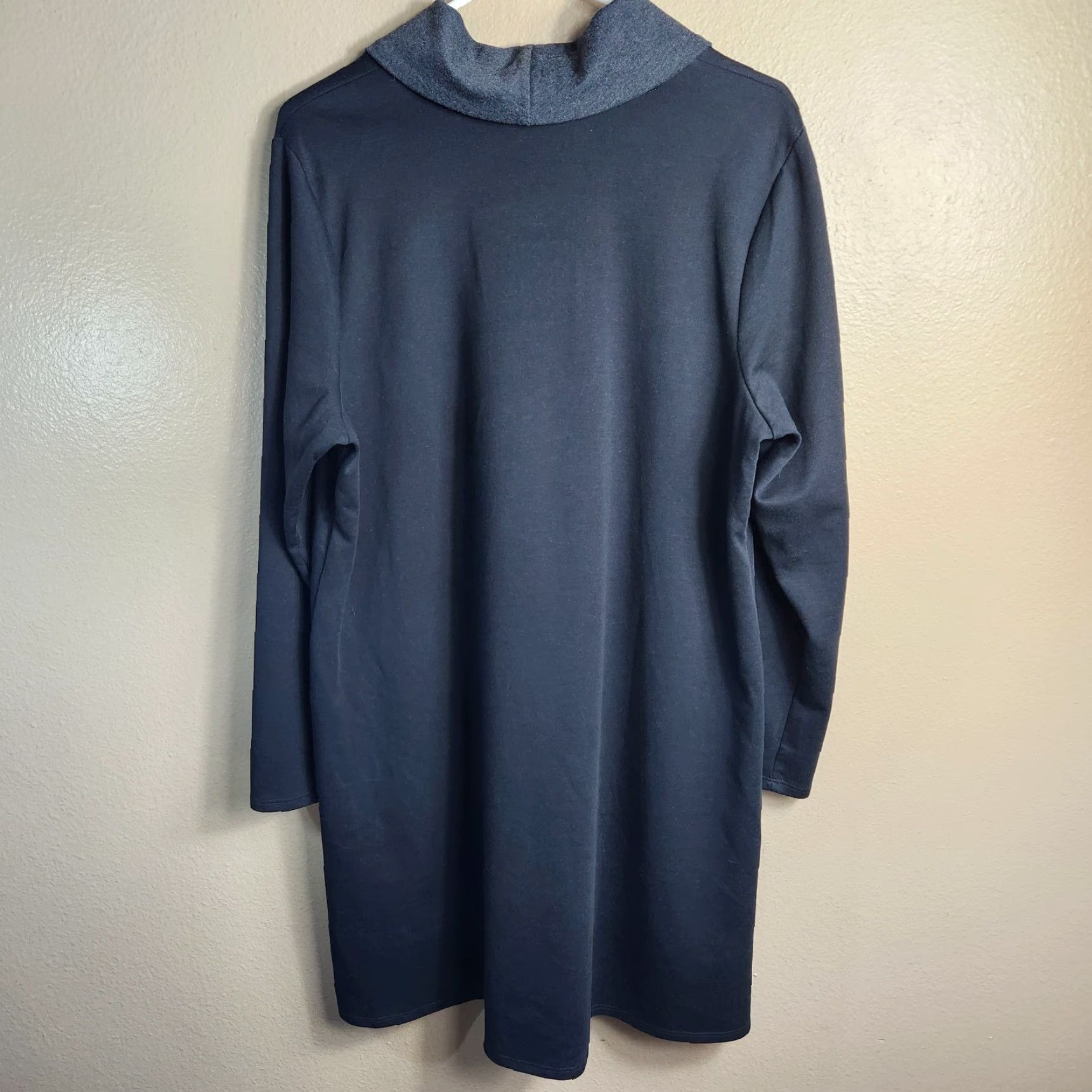 VINTAGE J Jill Pure Jill Womens L Black Double Knit Cowlneck Tunic Dress  w/Pockets Shirt Dress Womens - www.bongoclub.cl
