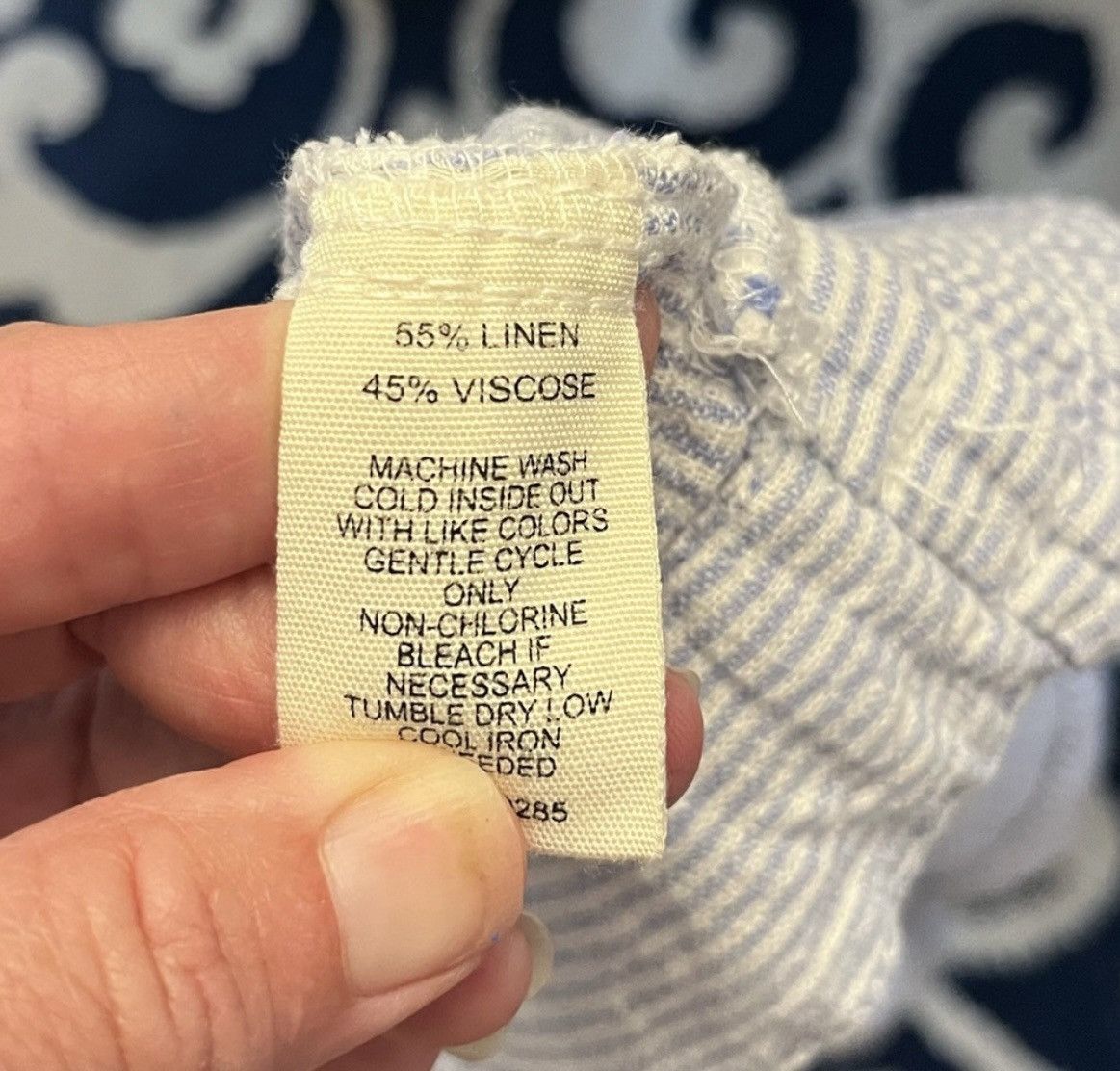 Other Linen blend blue white striped drawstring shorts size medium Size 30" / US 8 / IT 44 - 5 Thumbnail