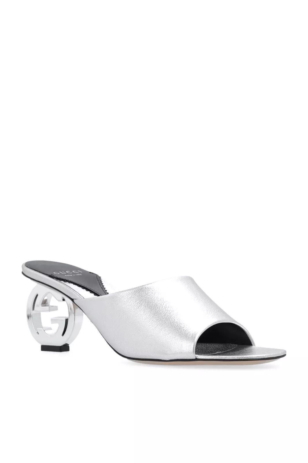 Gucci GUCCI Interlocking G Silver Leather 80mm Mules Size US 5 / IT 35 - 1 Thumbnail