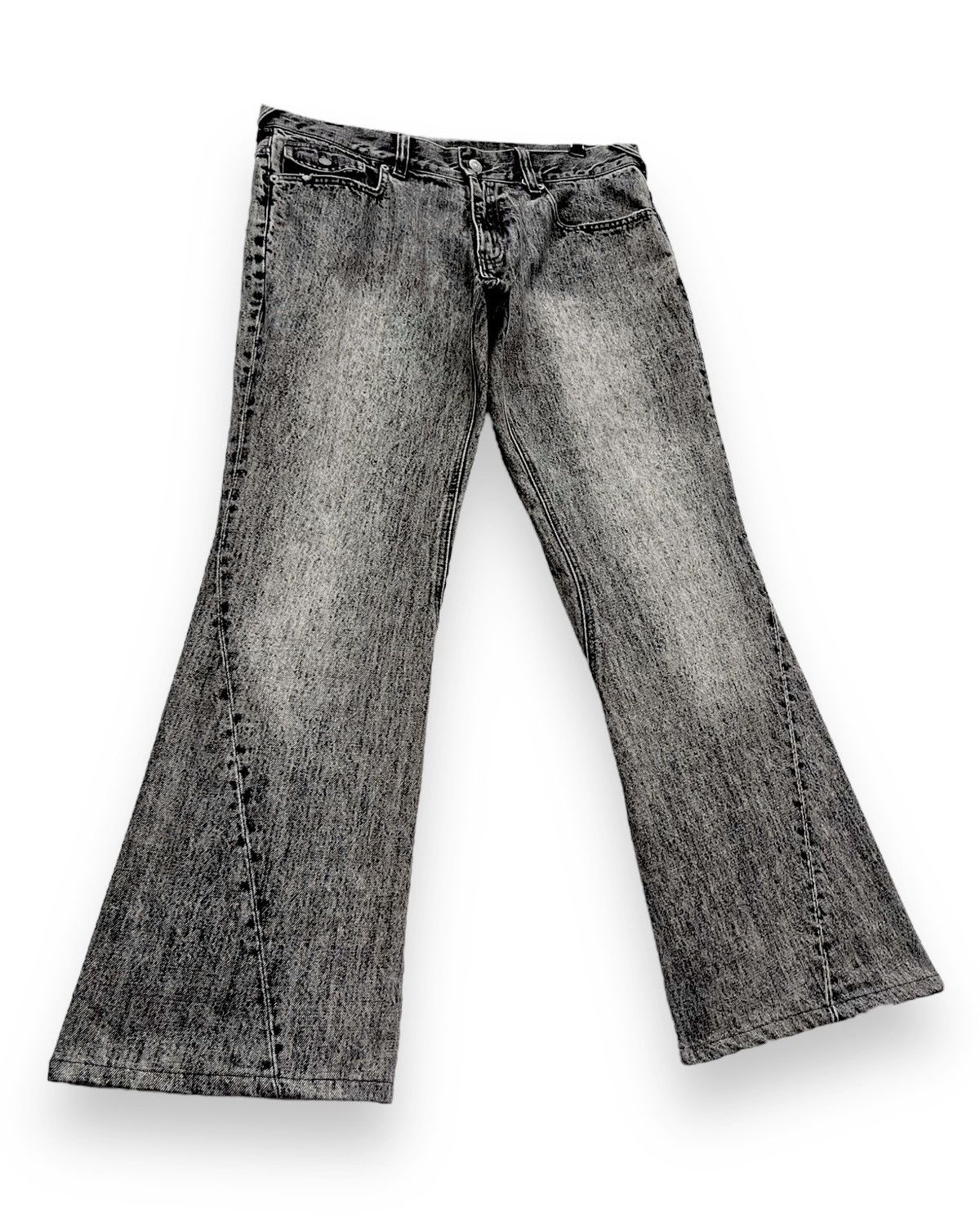 Seditionaries 🔥FYE🔥Vintage DAILY NEWS Retro Punk Acid Wash Denim FLARED Size US 34 / EU 50 - 4 Thumbnail