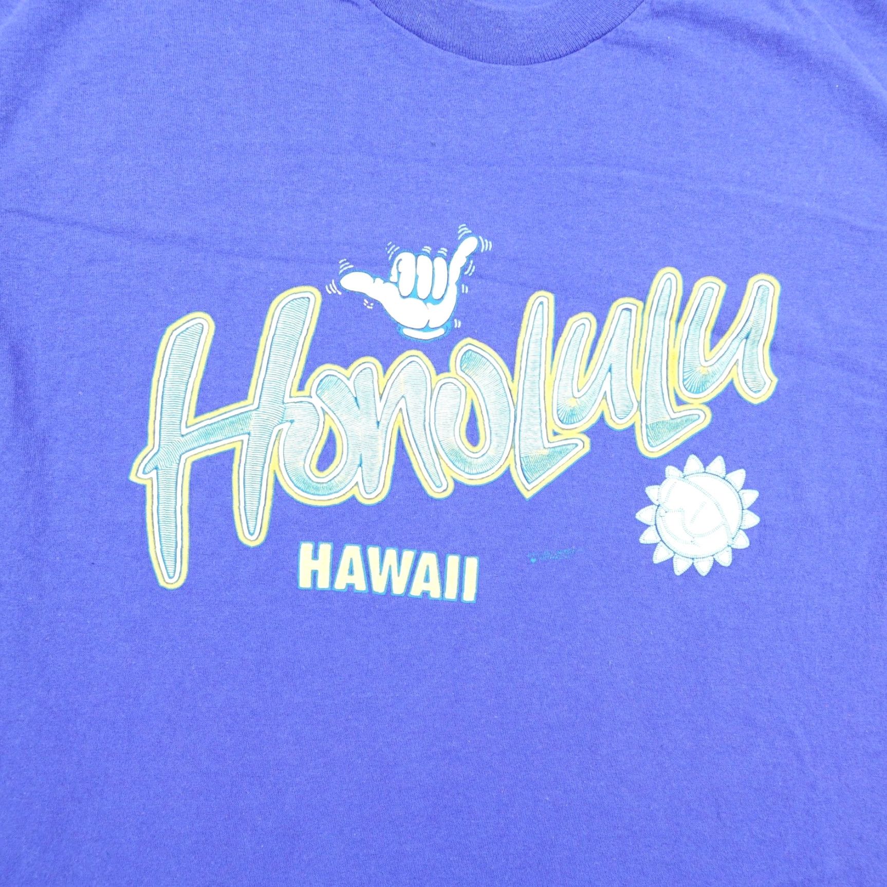 Hanes VINTAGE Honolulu Hawaii Shirt Mens M Blue 90s Shaka Graphic Print Shirt Size US M / EU 48-50 / 2 - 2 Thumbnail