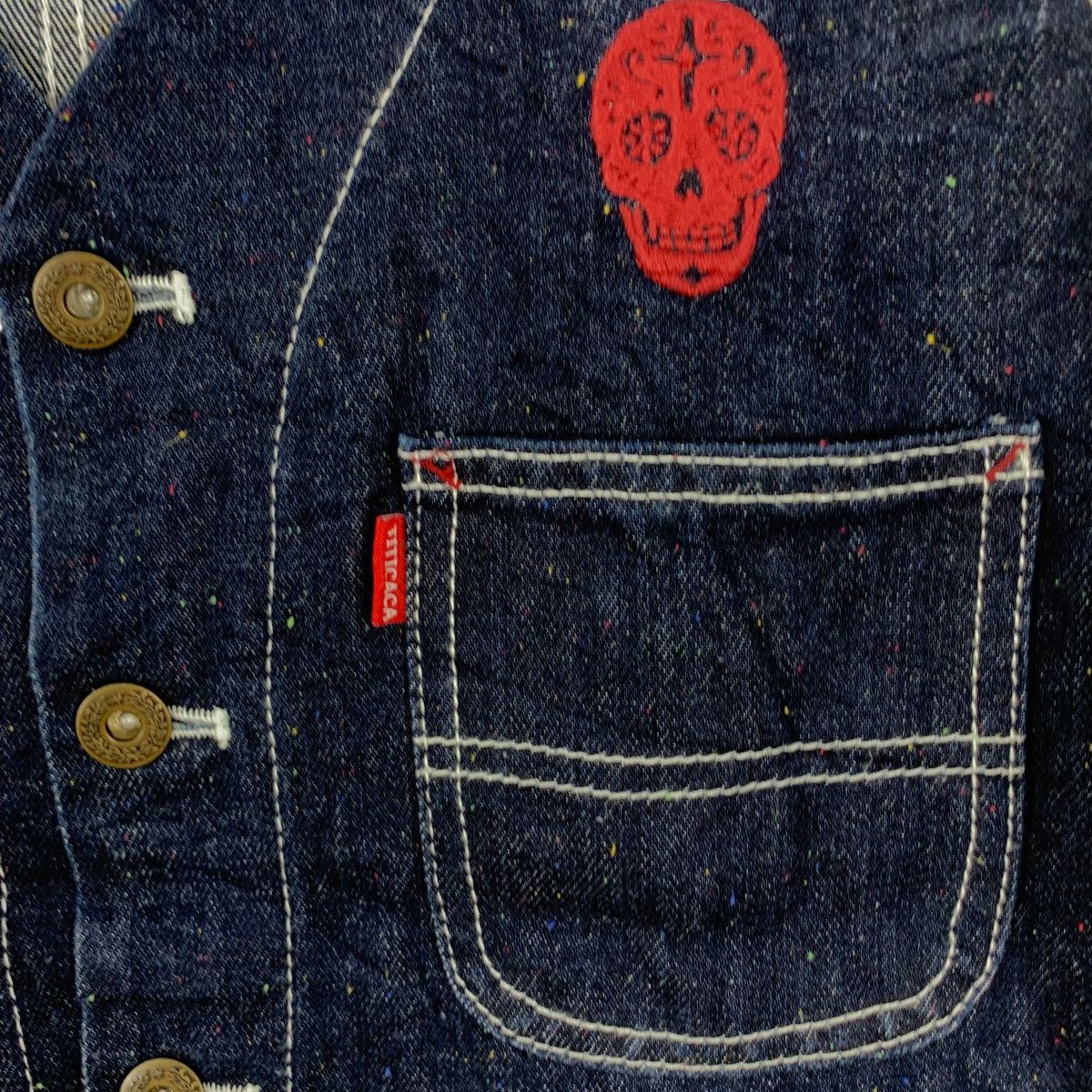 Other TITICACA SKULL BONES Embroidered Denim Jeans Vest Jacket Size M / US 6-8 / IT 42-44 - 8 Thumbnail