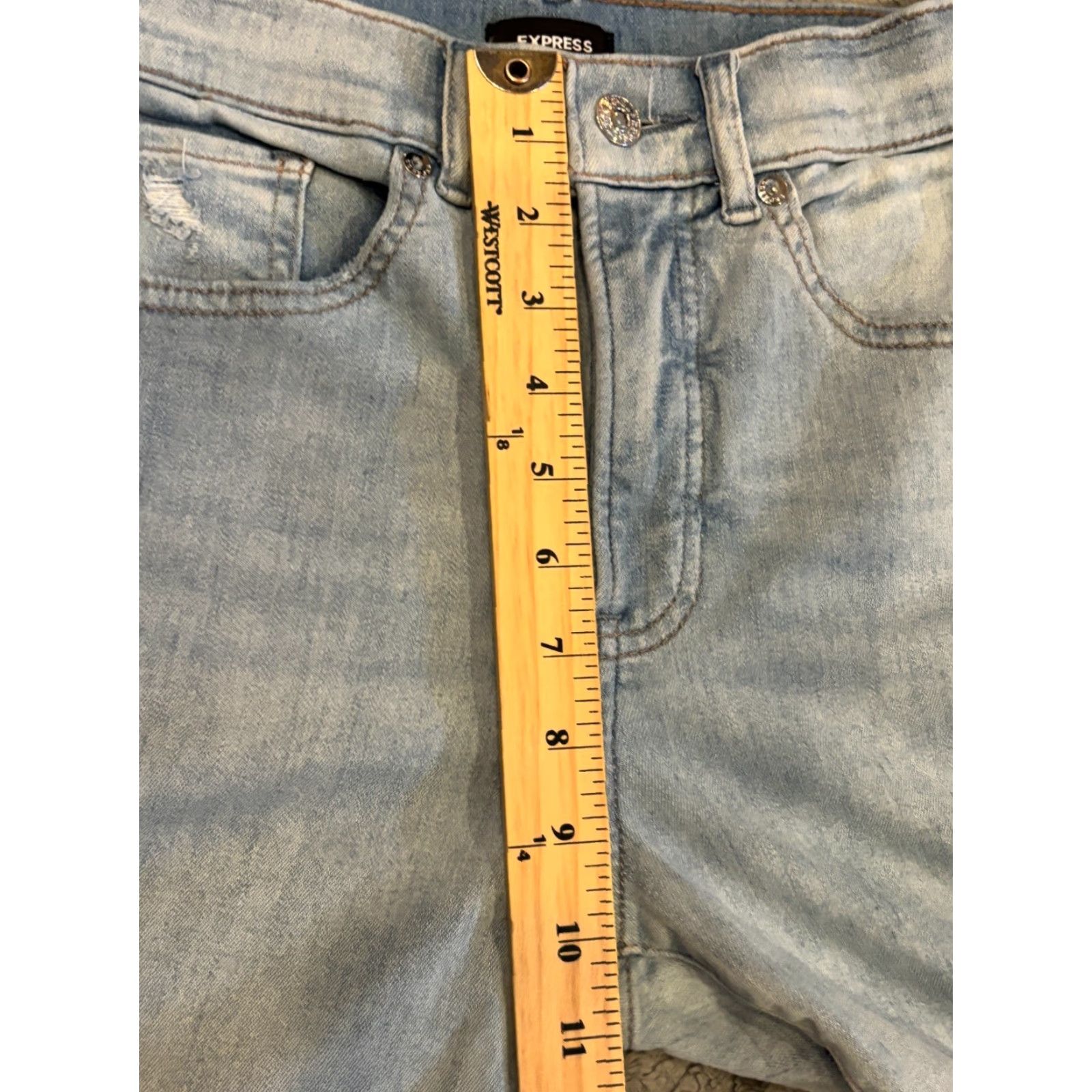 Express Express Jeans Womens 0R Skinny High Rise Distressed Light Wash Blue Denim Pants Size 25" / US 0 / IT 36 - 5 Thumbnail