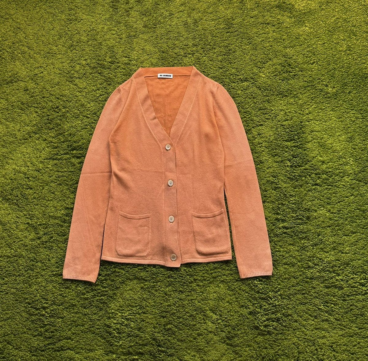 🍑 Jil Sander 100% cashmere peach cardigan sweater