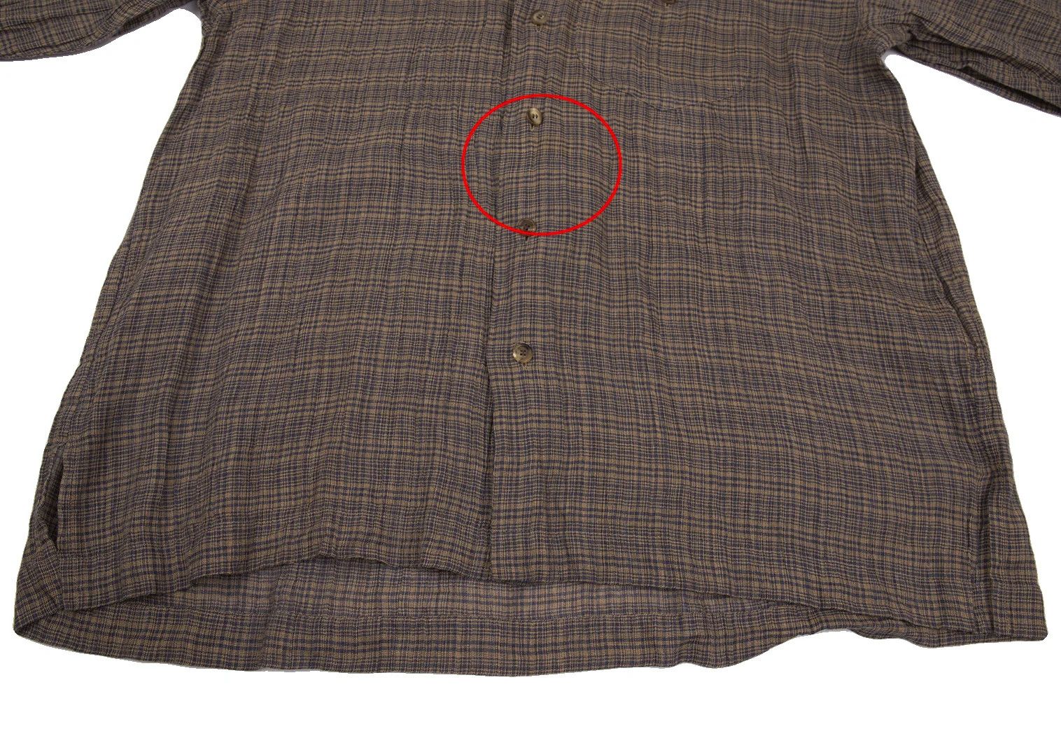 Issey Miyake Linen Check Band Collar Shirt in Beige and Blue, M Size US M / EU 48-50 / 2 - 8 Thumbnail