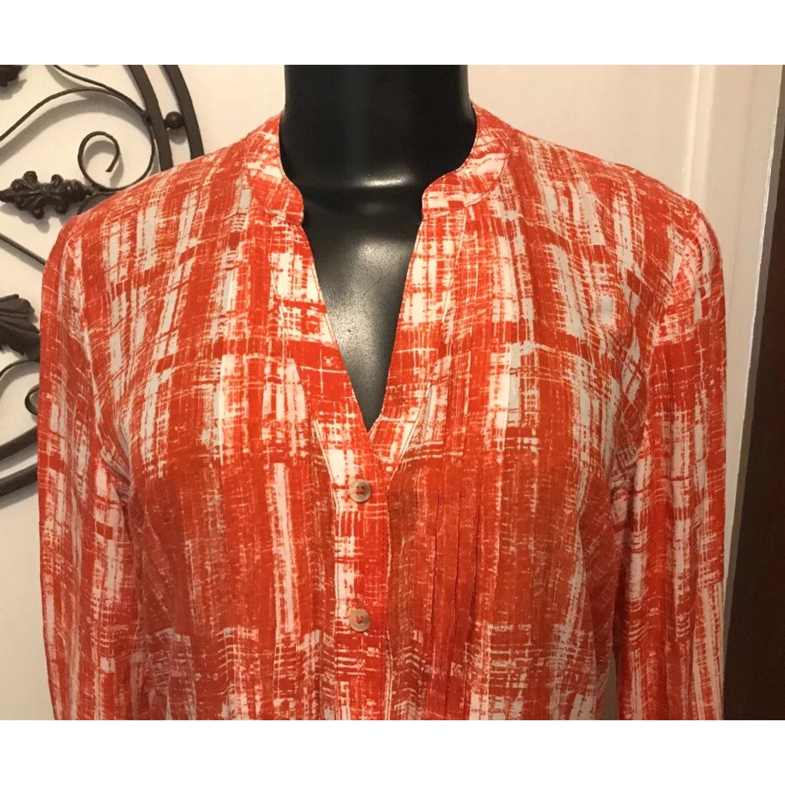 Vintage Maeve Anthropologie Red White Button Down Long Sleeve Tunic Blouse Size 4 Size M / US 6-8 / IT 42-44 - 5 Thumbnail