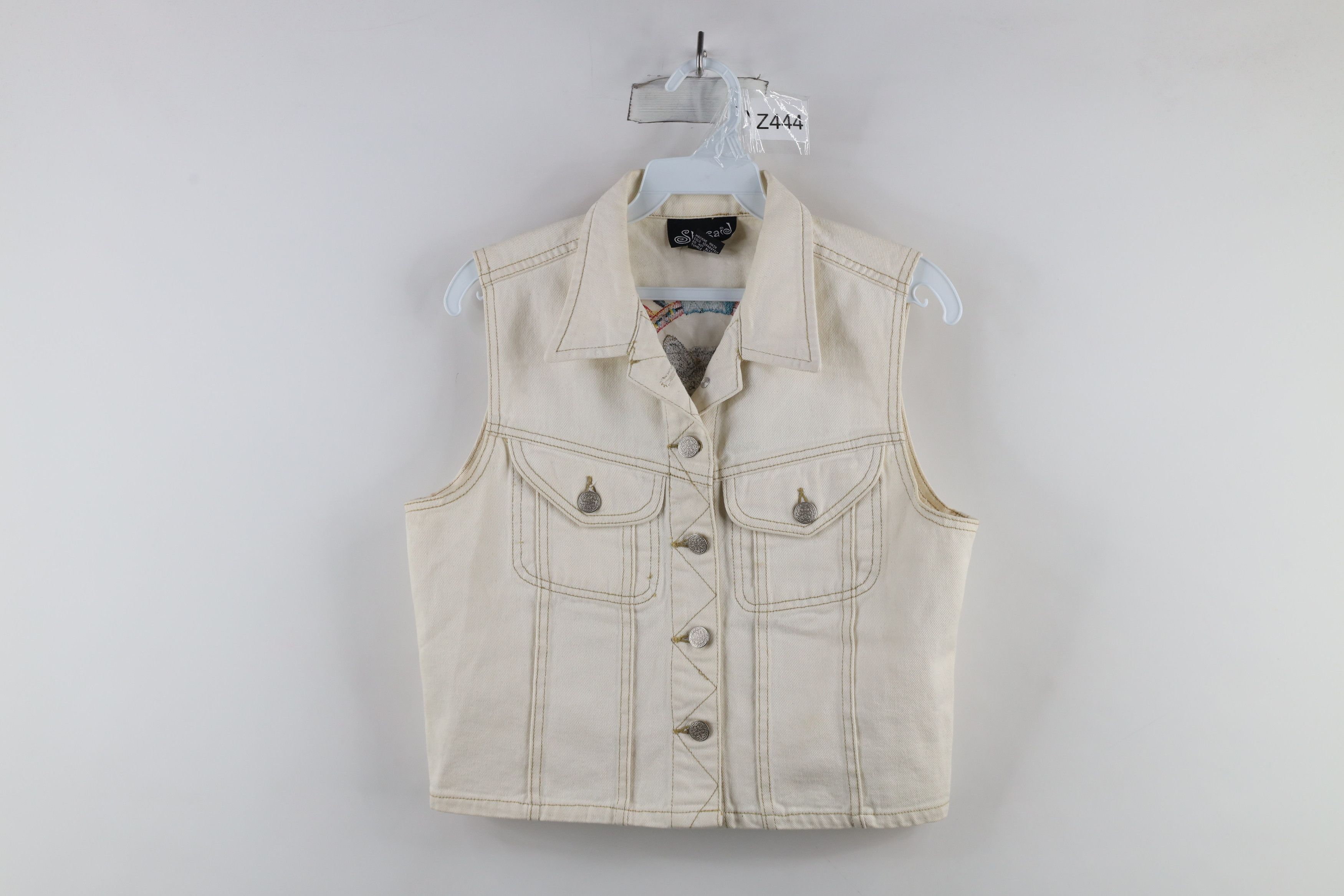 Vintage Vintage 90s Streetwear Wolf Cropped Denim Vest Jacket Size M / US 6-8 / IT 42-44 - 1 Thumbnail