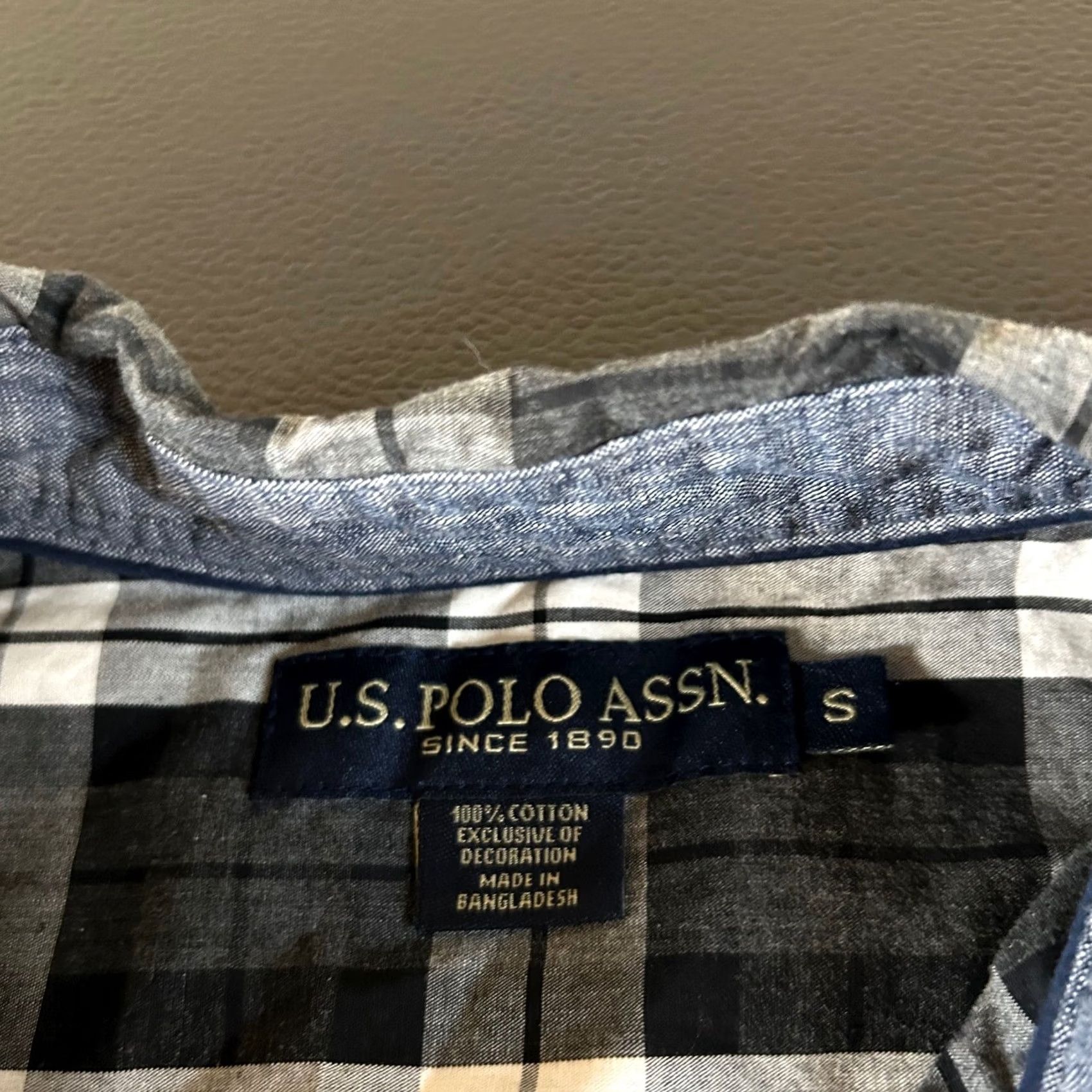 U.S. Polo Assn. U.S. Polo Assn. Plaid Shirt Button-Down Long Sleeve Black Gray Mens Small S Regular Cotton Pocketed Button-Up Shirt Casual Business Travel Defaulted Size US S / EU 44-46 / 1 - 3 Thumbnail