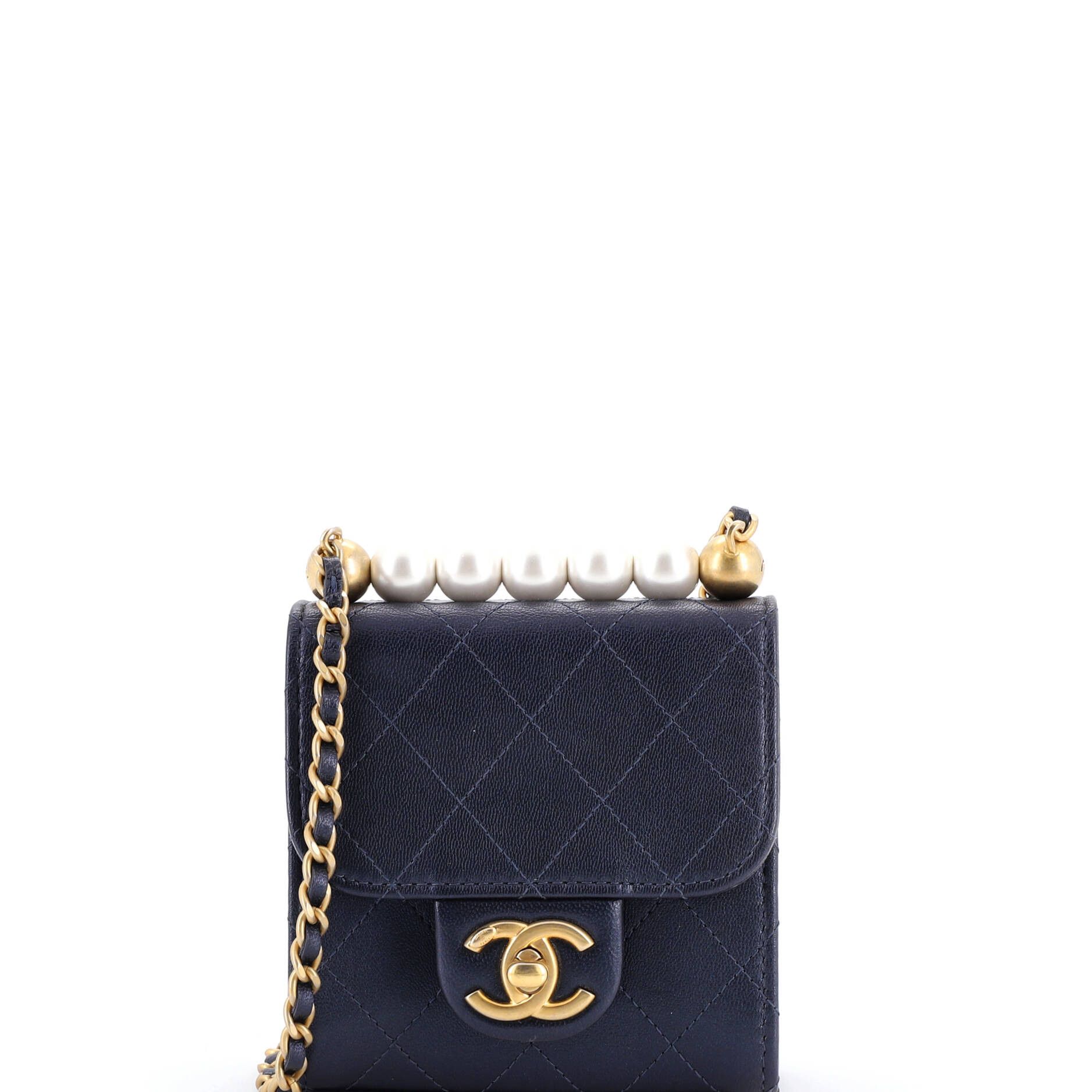 Chic Pearls Flap Clutch with Chain