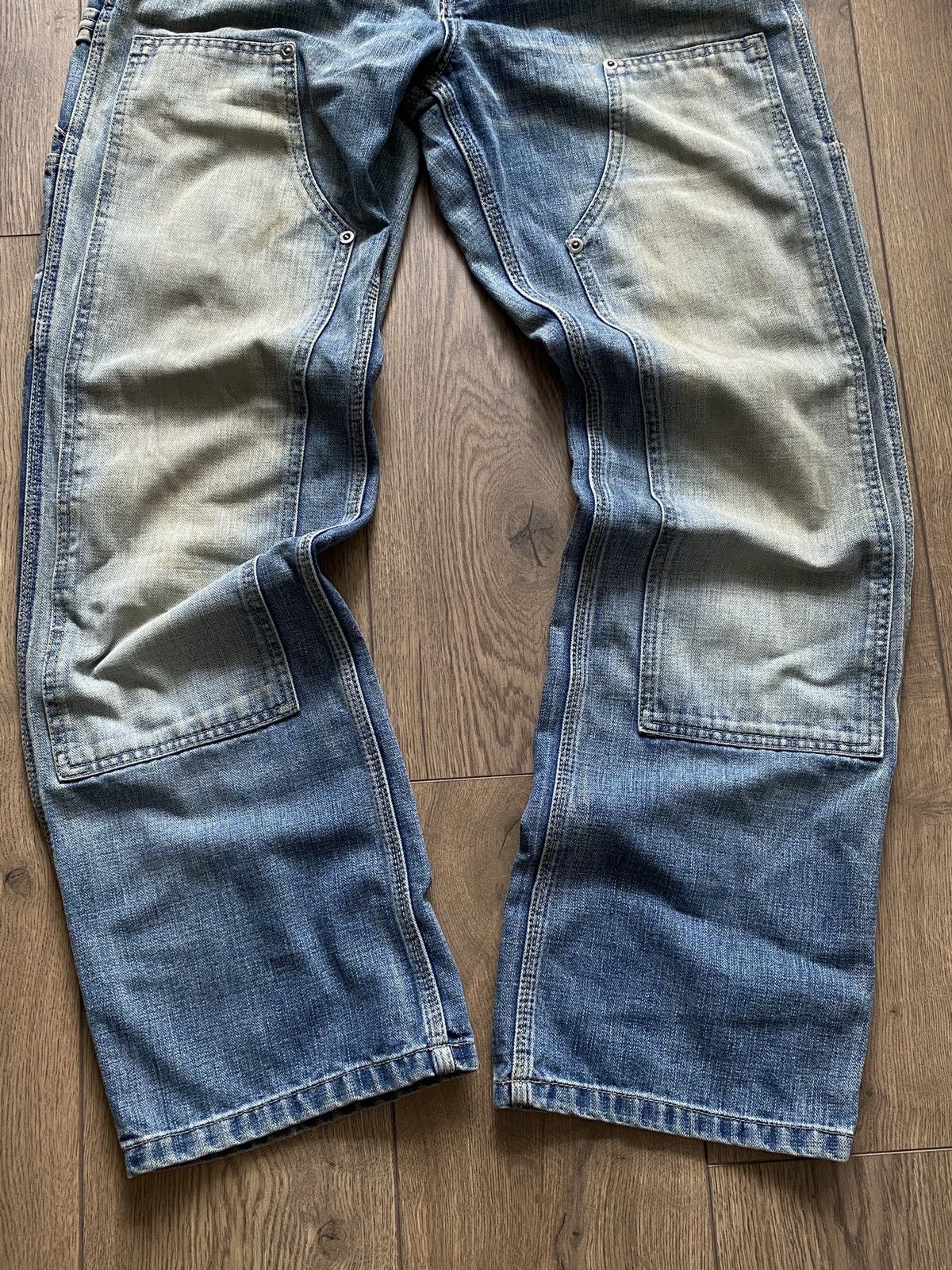 Vintage Y2K Watanabe baggy double knee dirt wash denim pants 33x32 Size US 32 / EU 48 - 4 Thumbnail