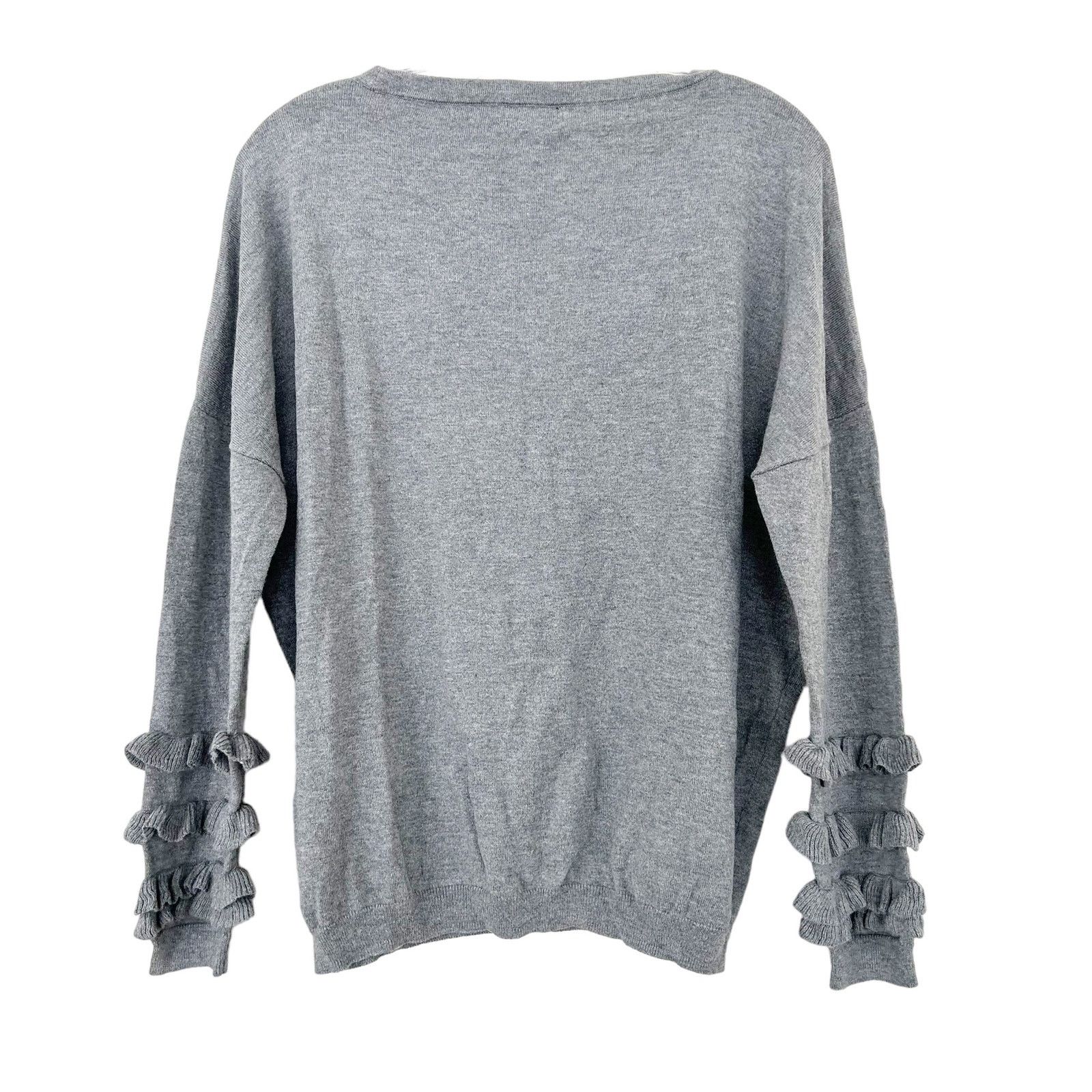 Lord & Taylor Lord & Taylor Gray Ruffle Sleeve Sweater Sz S Size S / US 4 / IT 40 - 4 Thumbnail