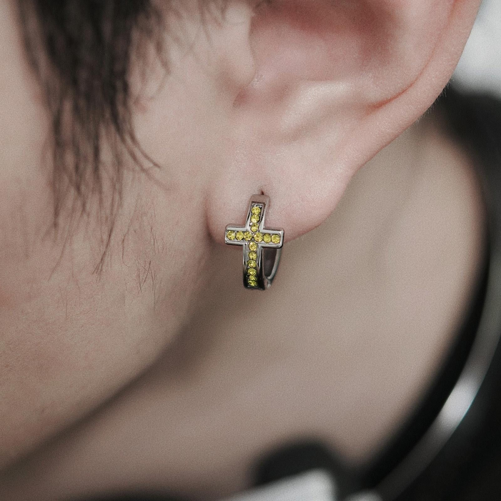 Other Zircon Cross Earrings – Sparkling, Hypoallergenic Studs Size ONE SIZE - 3 Thumbnail