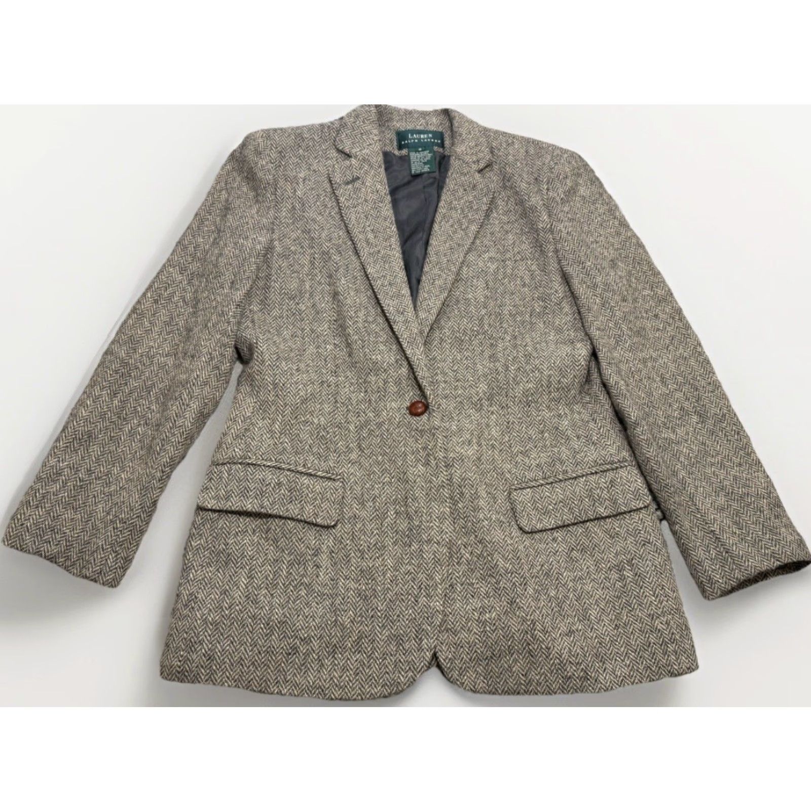 Ralph Lauren VTG Ralph Lauren Blazer Wool 100% Gray Herringbone Size M / US 6-8 / IT 42-44 - 2 Thumbnail