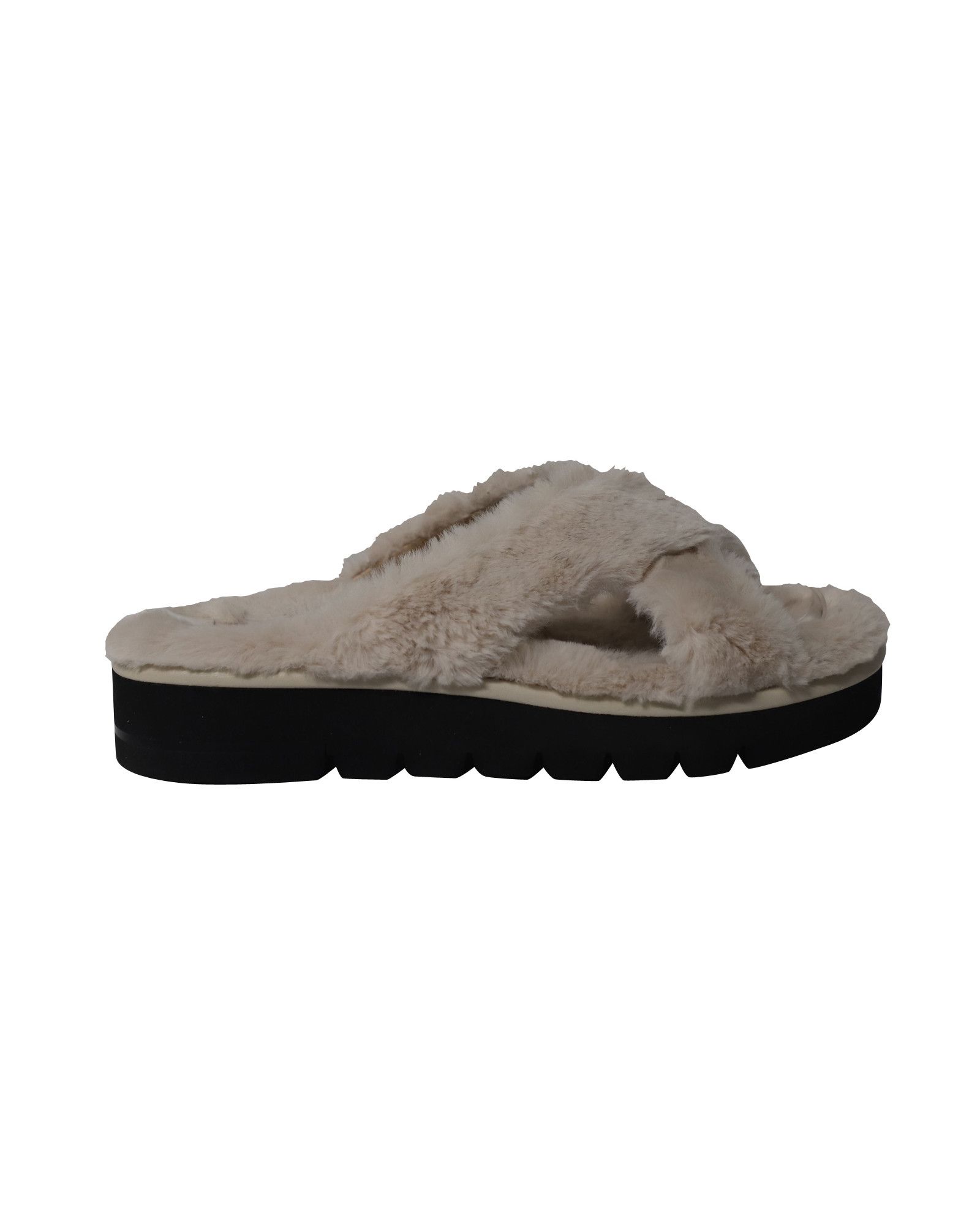 Stuart Weitzman Stuart Weitzman Roza Lift Slides Sandals in Cream Faux Fur Size US 8.5 / IT 38.5 - 1 Thumbnail