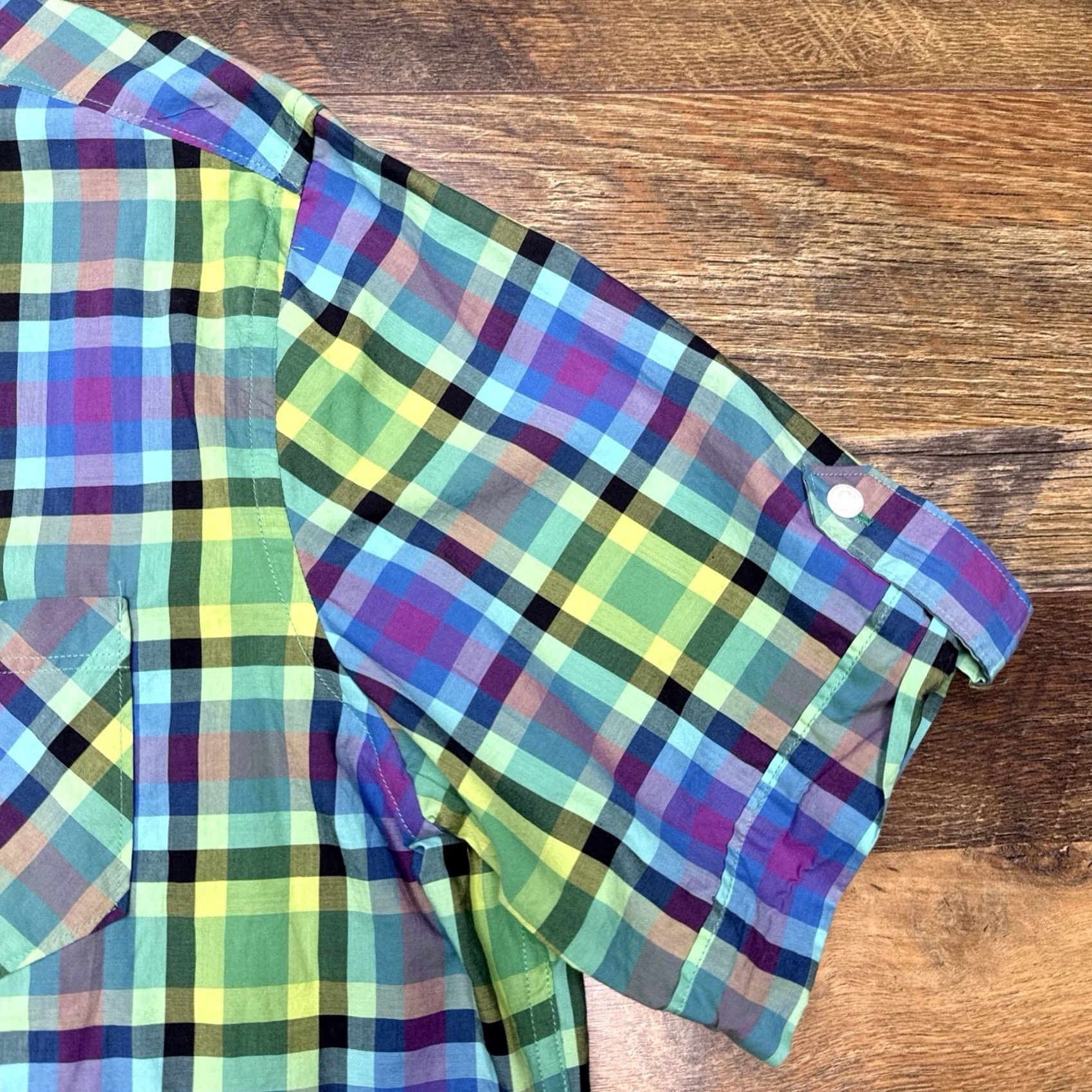 Joe Browns Browns Shirt Button-Up Check Green Green/Blue 2XL Short Sleeve Casual Mens Vintage? Size US XXL / EU 58 / 5 - 5 Thumbnail