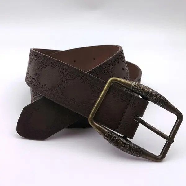 Other Brown Leather Belt with Vintage Buckle Size ONE SIZE - 1 Thumbnail