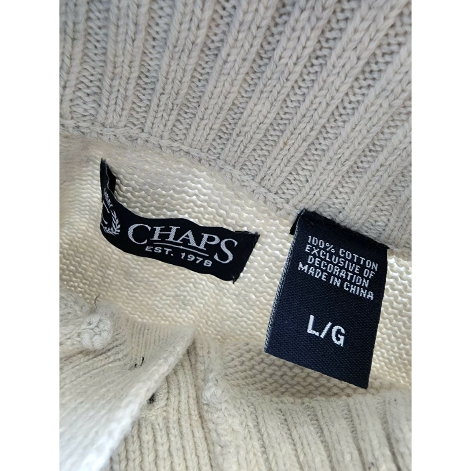 Chaps Chaps Mens L Ralph Lauren Sweater Fair Isle Cotton Button Mock Neck Cap? Size US L / EU 52-54 / 3 - 5 Thumbnail