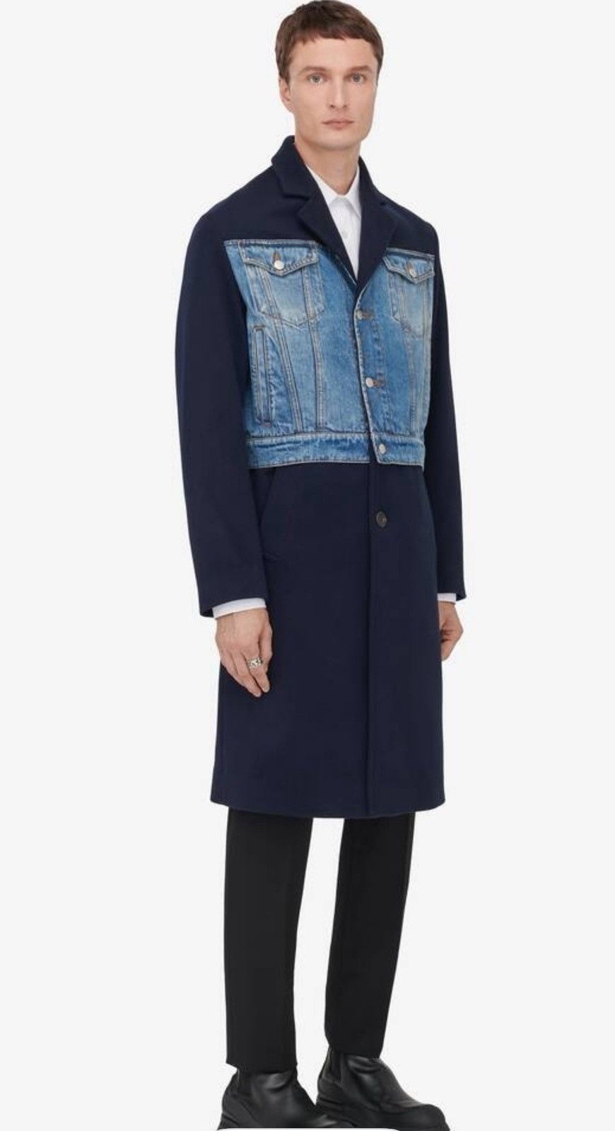 Alexander McQueen Hybrid Overcoat in Navy/blue Washed denim size48 Size US M / EU 48-50 / 2 - 21 Thumbnail