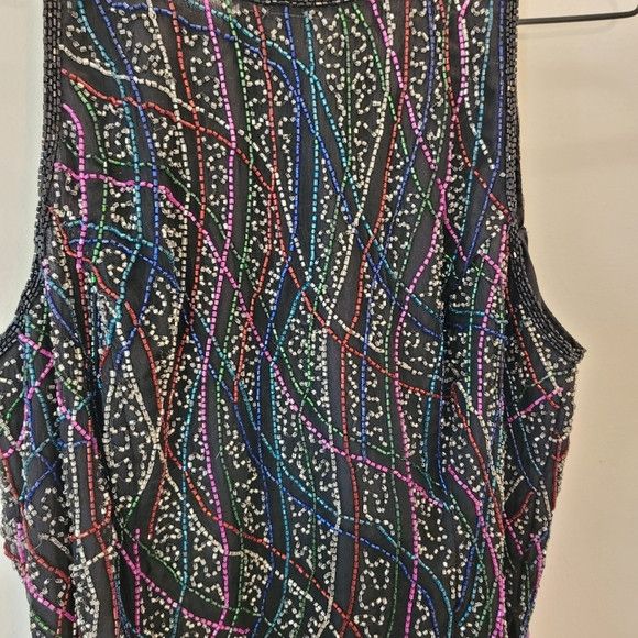 Holt Renfrew Holt Renfrew Vintage Beaded Black 100% Silk Top - Size L Size L / US 10 / IT 46 - 4 Thumbnail
