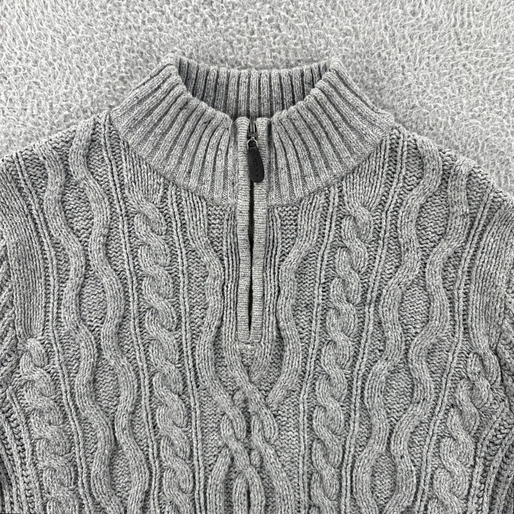 Vintage VINTAGE L.L. Bean Mens Sweater Knit 1/4 Zip Chunky Gray Large EUC Pullover Y2K Mens Size US L / EU 52-54 / 3 - 5 Thumbnail
