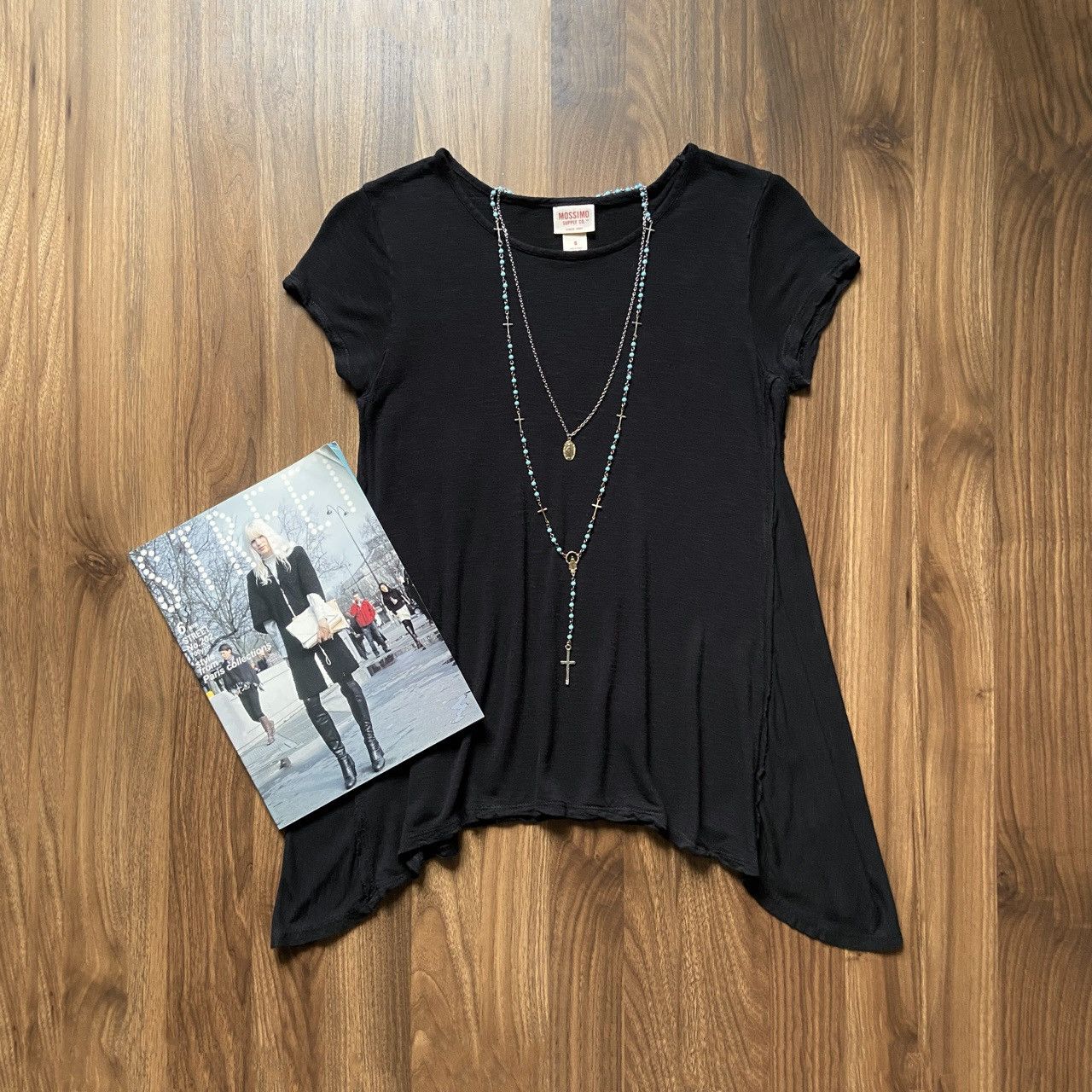 vintage MOSSIMO black asymmetrical boho tee
