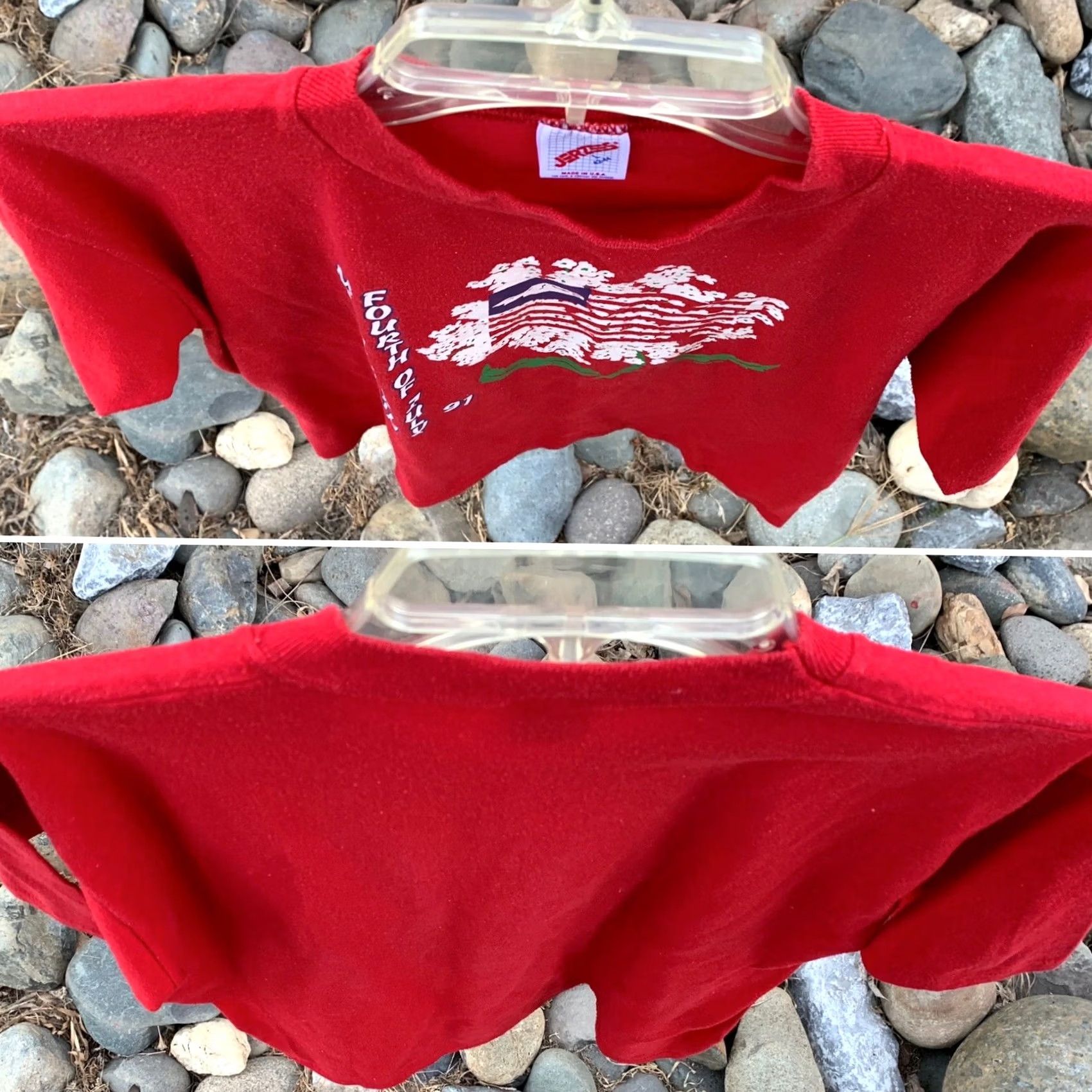 Jerzees Vintage Mt Shasta Run Fourth Of July 91 T Shirt Jan Sousa Graphics Flag L Mens Graphic Tee 50/50 Cotton Blend Red 1991 90s Size US L / EU 52-54 / 3 - 2 Thumbnail