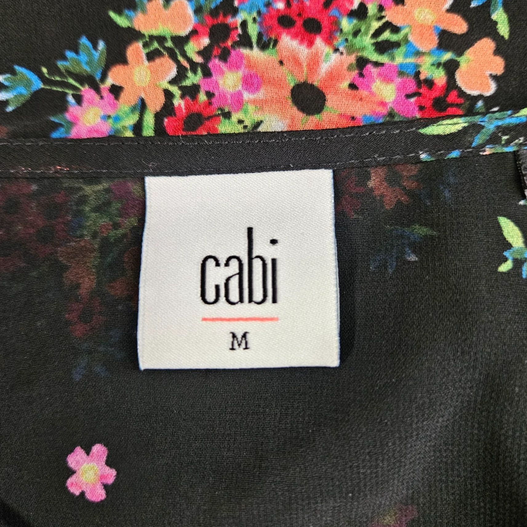 Vintage Cabi Blouse Womens Sz Medium Black Pink Floral Semi Sheer Size M / US 6-8 / IT 42-44 - 6 Thumbnail