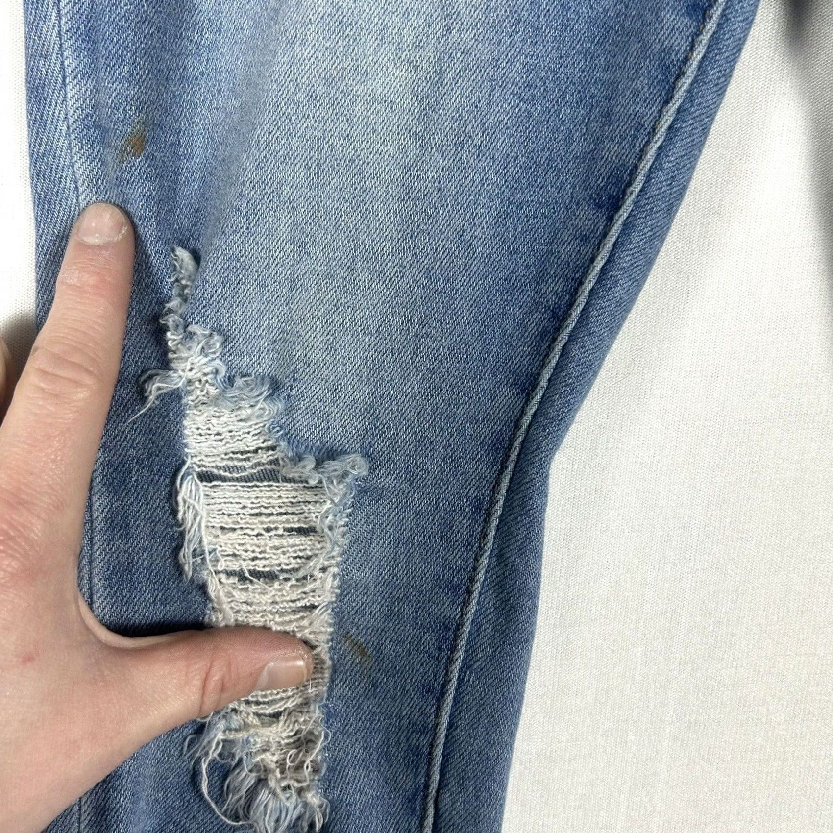 Denime Wax Jeans Button Fly Skinny Denim Juniors Size 5 Distressed Raw Hem Women's Jeans Size 27" / US 4 / IT 40 - 2 Thumbnail