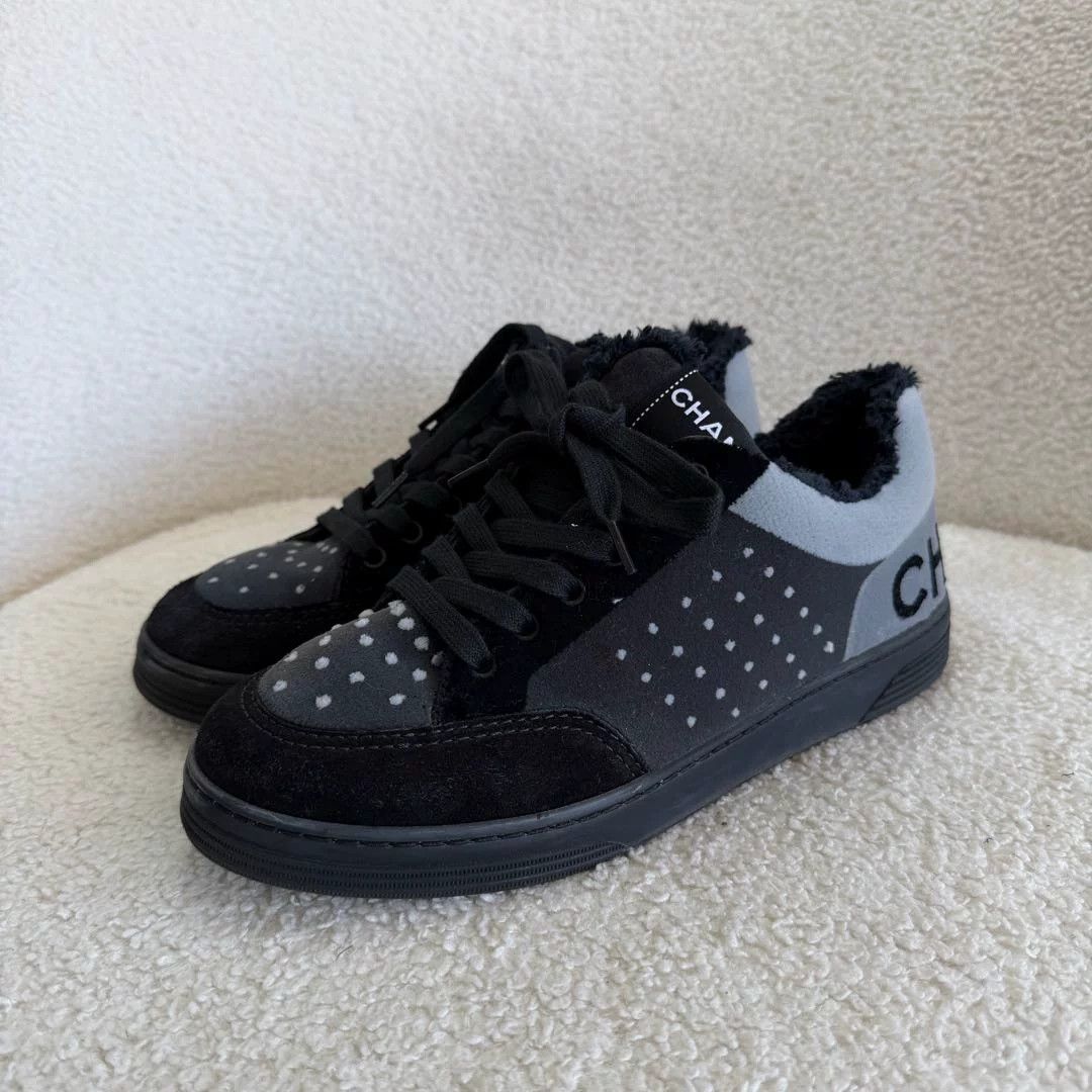 Chanel Chanel Black Gray Stud Sneakers 37 Size US 6 / IT 36 - 1 Thumbnail