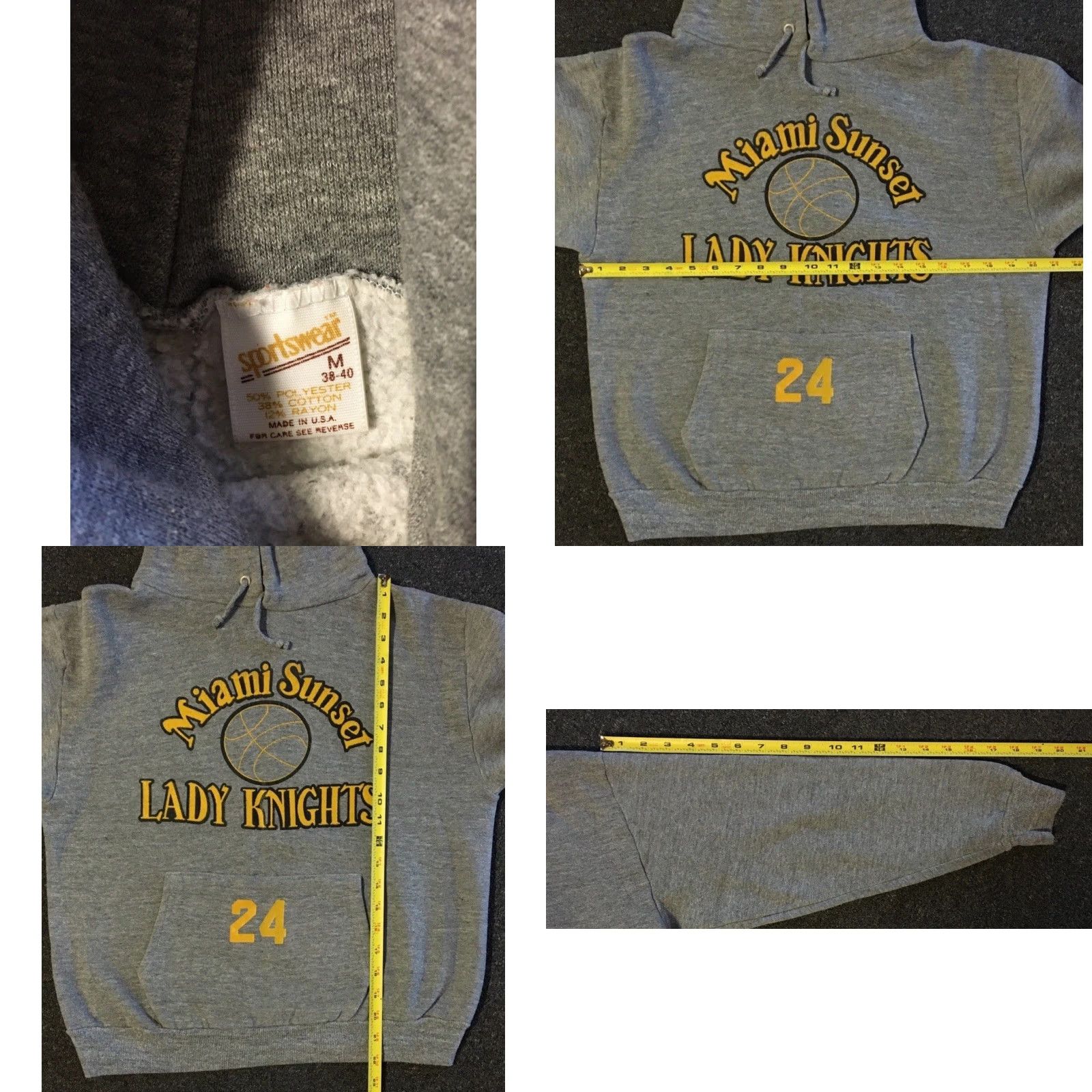 Vintage VINTAGE Vtg 80s Miami Sunset Basketball Faded Boxy Hoodie XS School PE Track Grunge 90s Size US XS / EU 42 / 0 - 8 Thumbnail