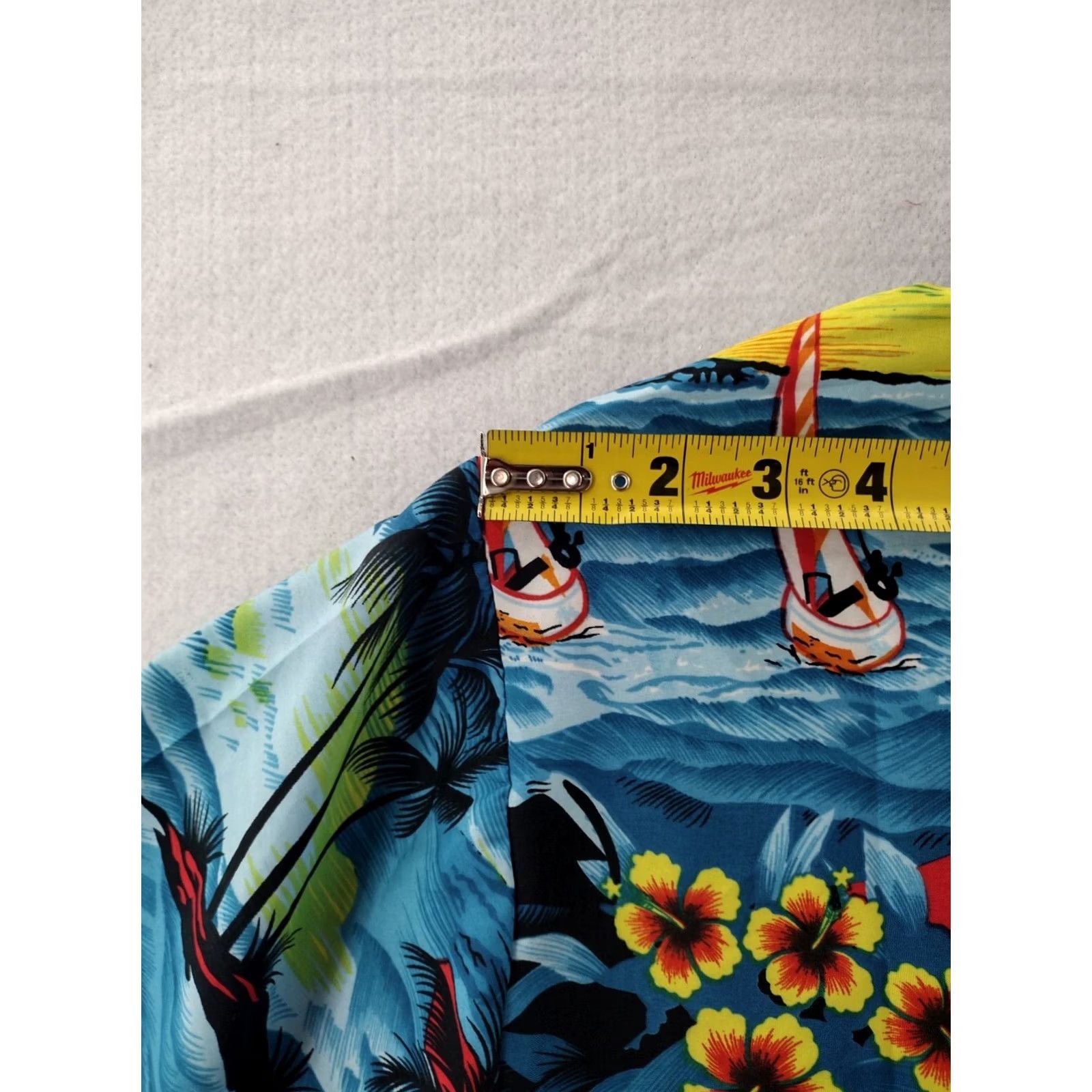 Vintage La Leela Blue Hawaiian Shirt Mens XL Casual Button-Down w/ Palm Trees, Polyester, Short Sleeve, Patterned, 60s-90s Aloha Beach Theme, Regular Fit Size US XL / EU 56 / 4 - 5 Thumbnail
