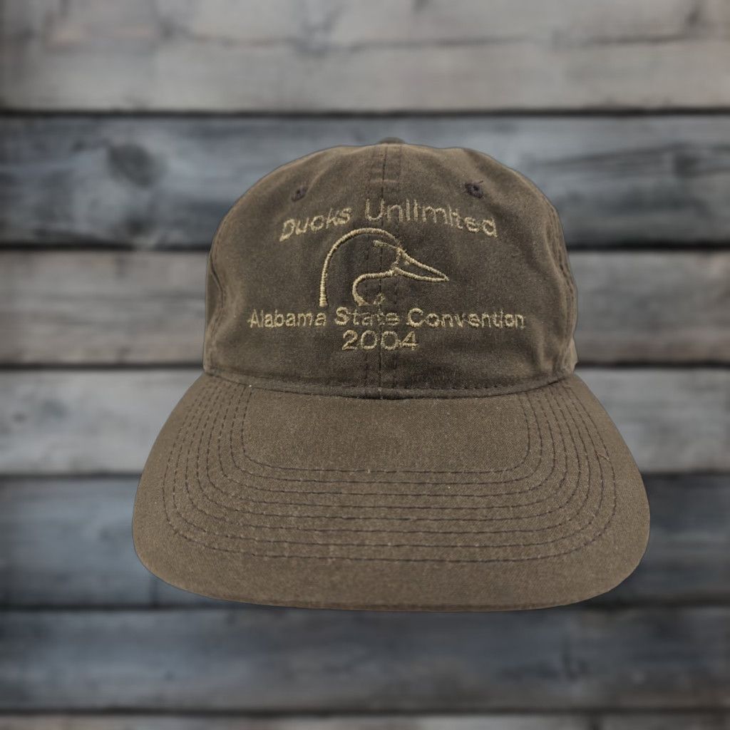 Vintage VINTAGE Ducks Unlimited Hat Alabama State Convention 2004 Canvas Brown Trucker Hat Men Adjustable Brown Canvas Hunter Theme Mens Size ONE SIZE - 1 Thumbnail