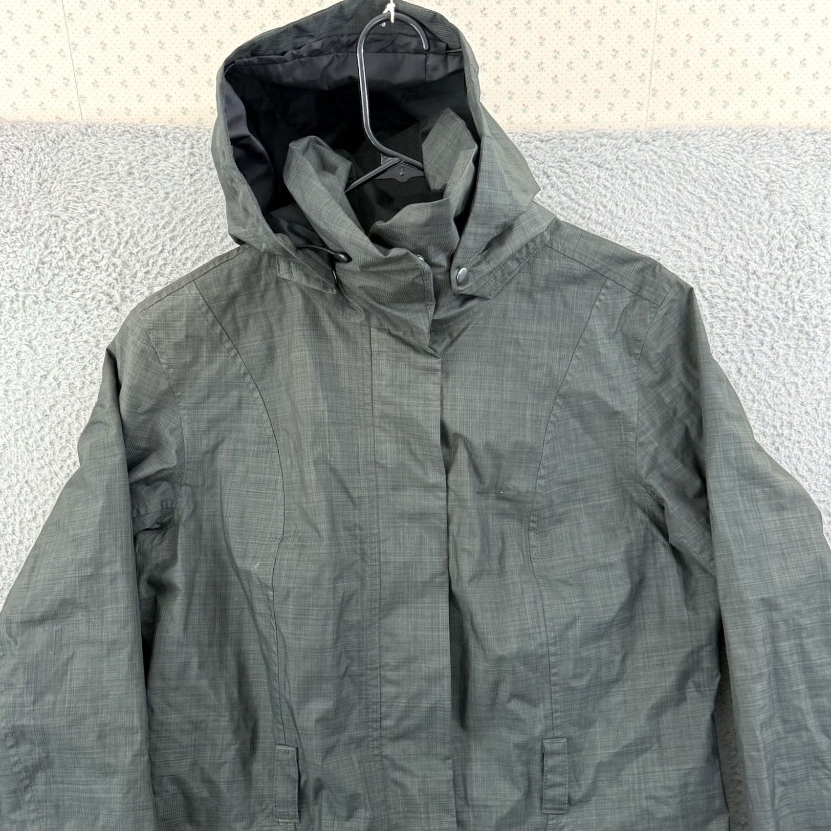 Vintage Nau Jacket Womens Medium Green Hooded Outdoor Raincoat Lined Full Zip Long Size M / US 6-8 / IT 42-44 - 3 Thumbnail