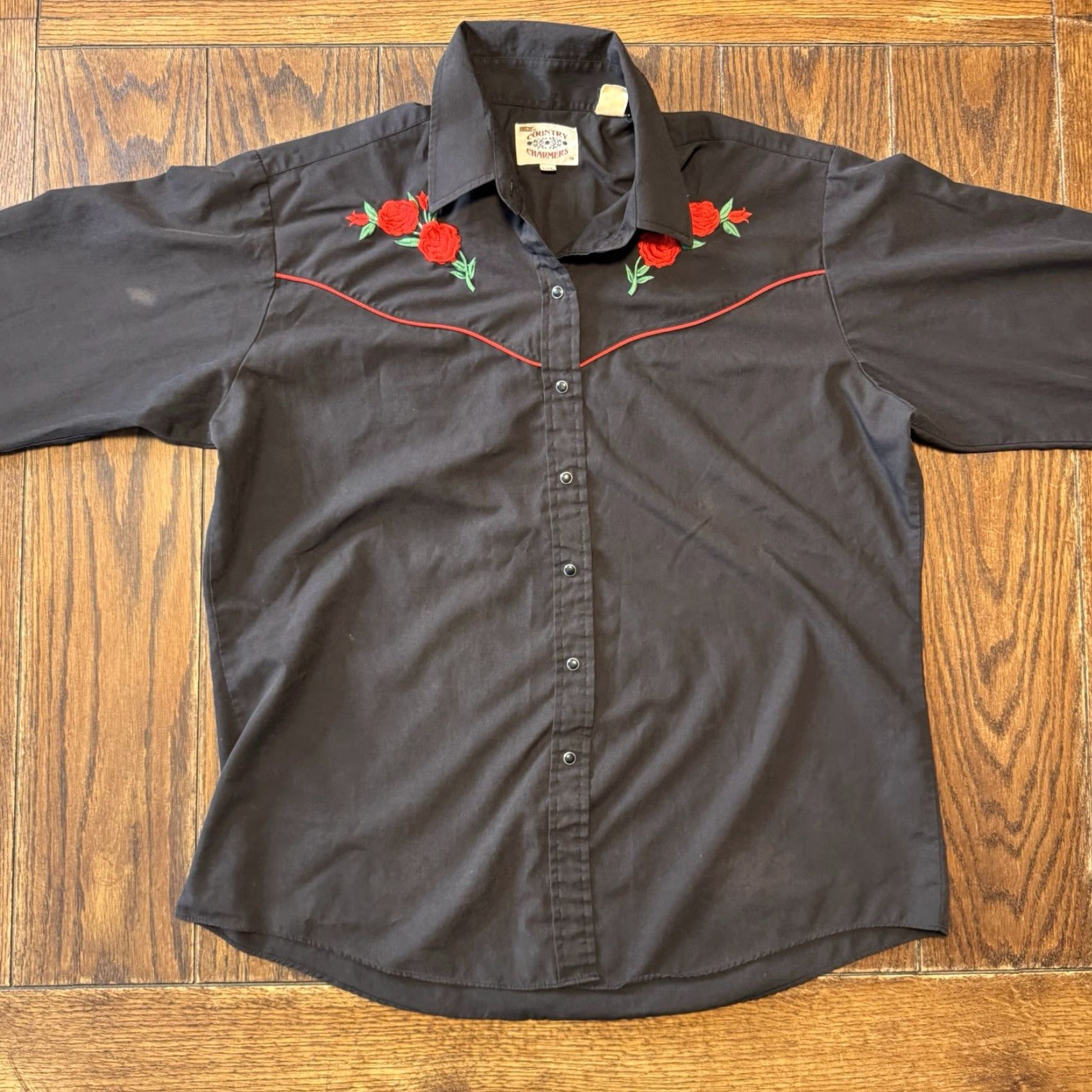 Vintage VINTAGE Ely Cattleman Country Charmers Shirt Womens 2XL Black Western Ranch Rodeo Pearl Snap Button-Up Collared Cotton Polyester Size XXL / US 16-18 / IT 52-54 - 2 Thumbnail