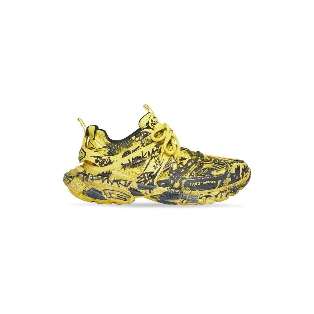 Balenciaga o1tr1nto0525 Track Graffiti Sneakers in Yellow/Black Size US 7 / EU 40 - 1 Thumbnail