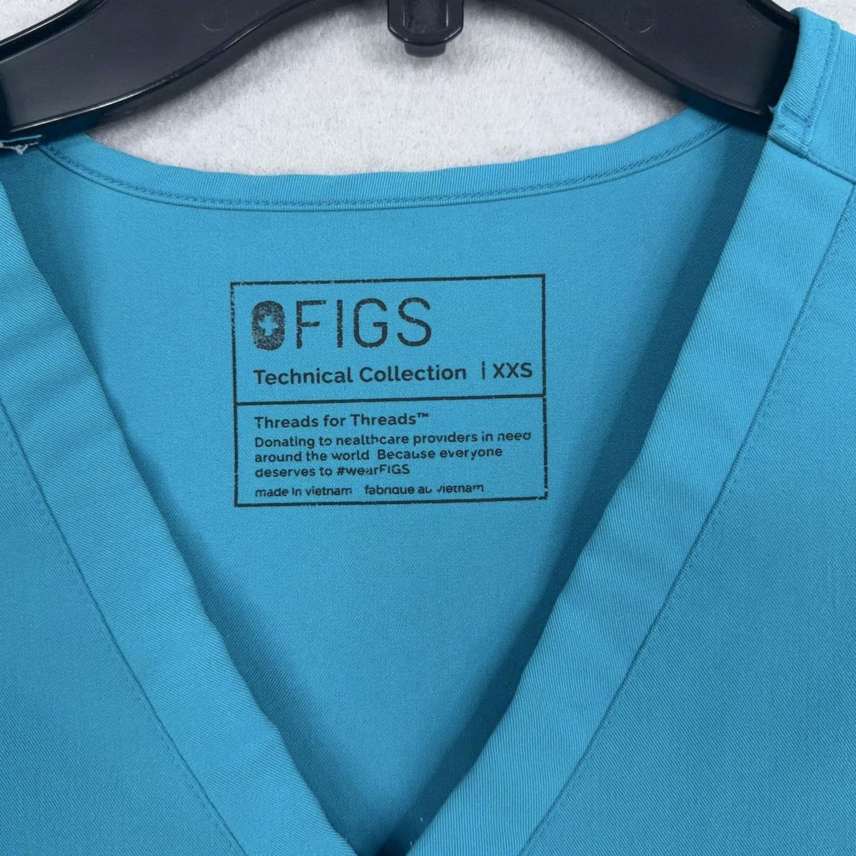 Vintage FIGS Technical Collection Scrub Top Womens XXS Blue V Neck Pockets Stretch Size XXS / US 00 / IT 34 - 4 Thumbnail