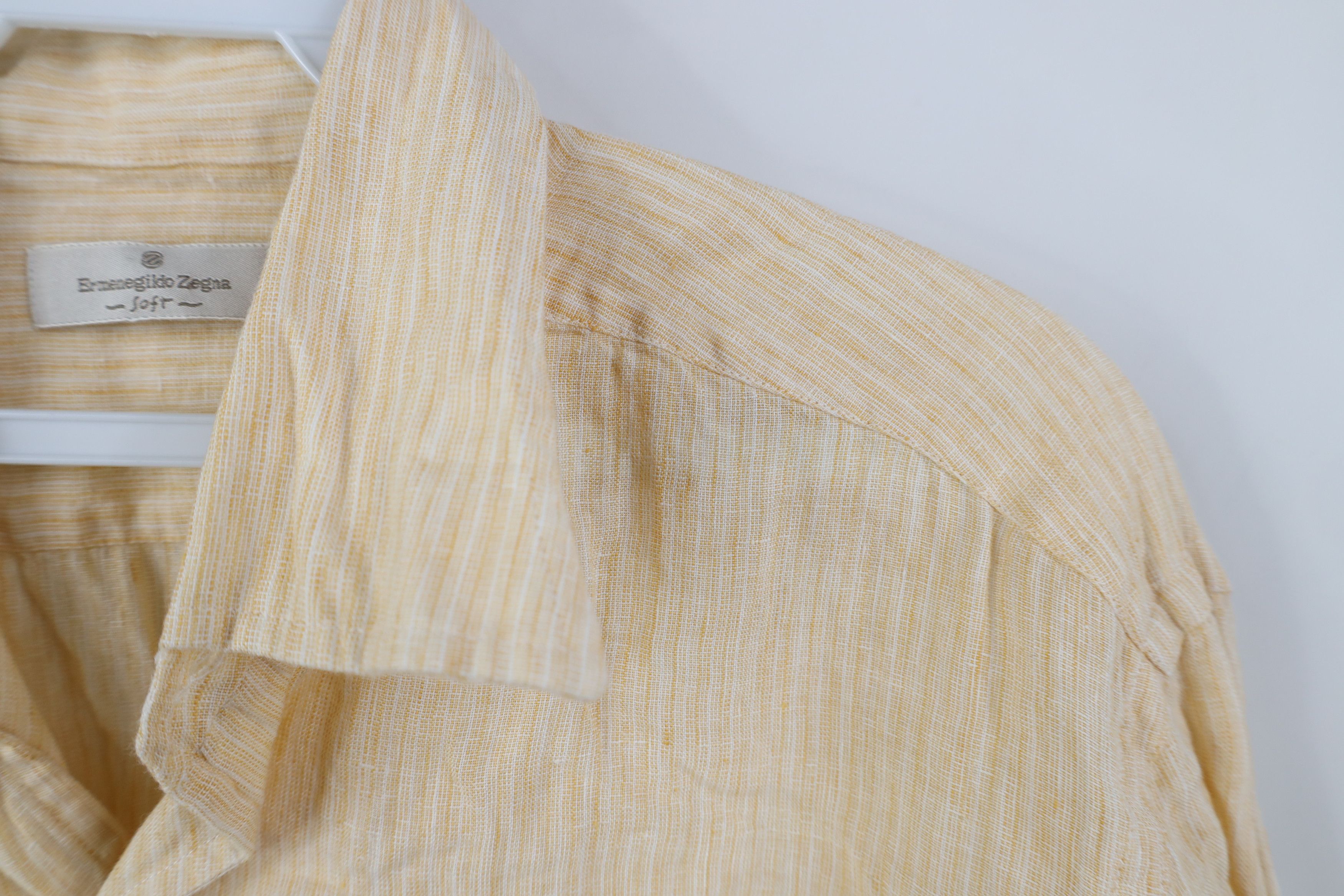 Ermenegildo Zegna Ermenegildo Zegna Linen Striped Collared Button Shirt Orange Size US M / EU 48-50 / 2 - 5 Thumbnail