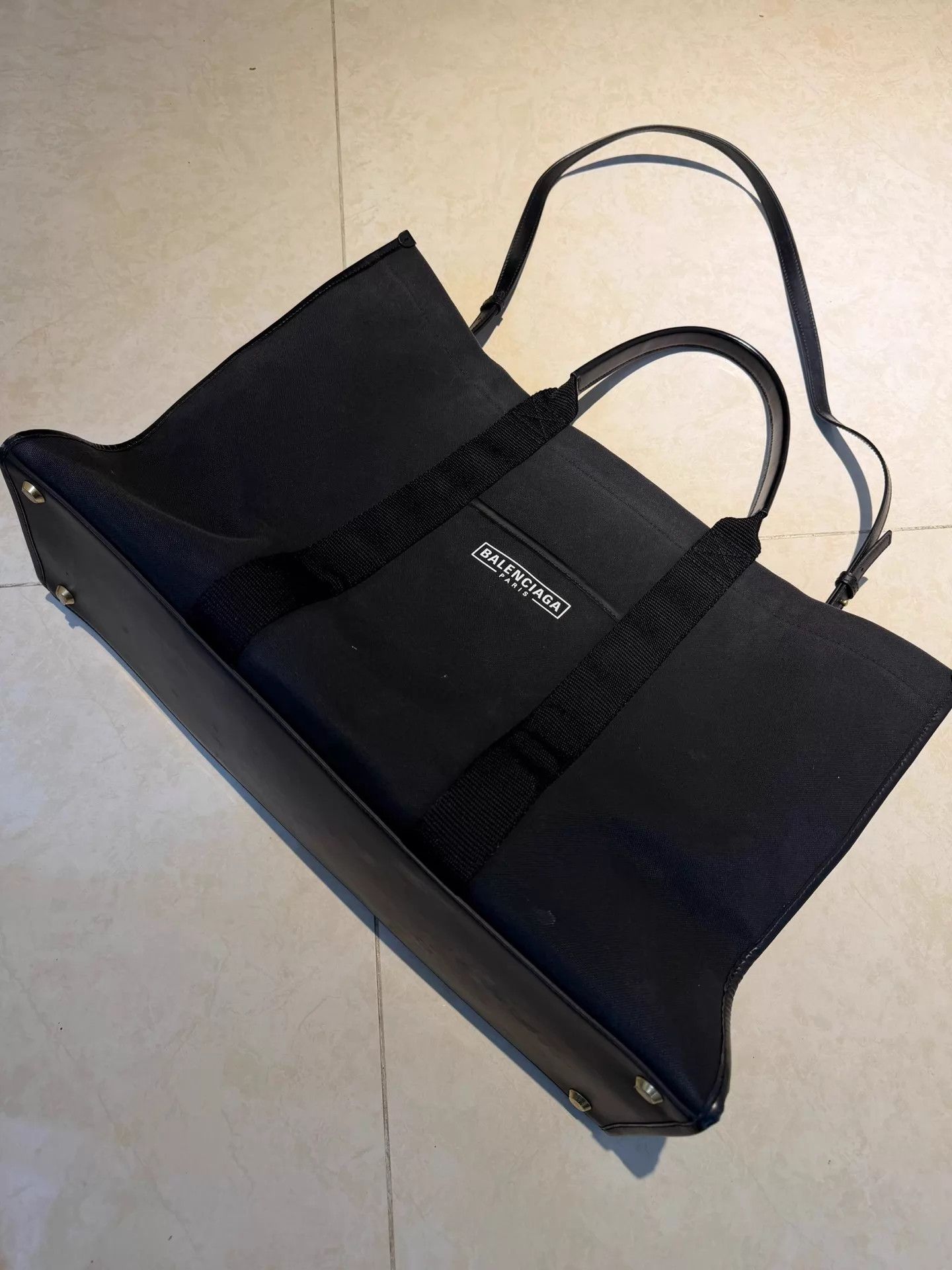 Balenciaga Balenciaga XL Canvas & Leather Logo Tote Black Size ONE SIZE - 1 Thumbnail