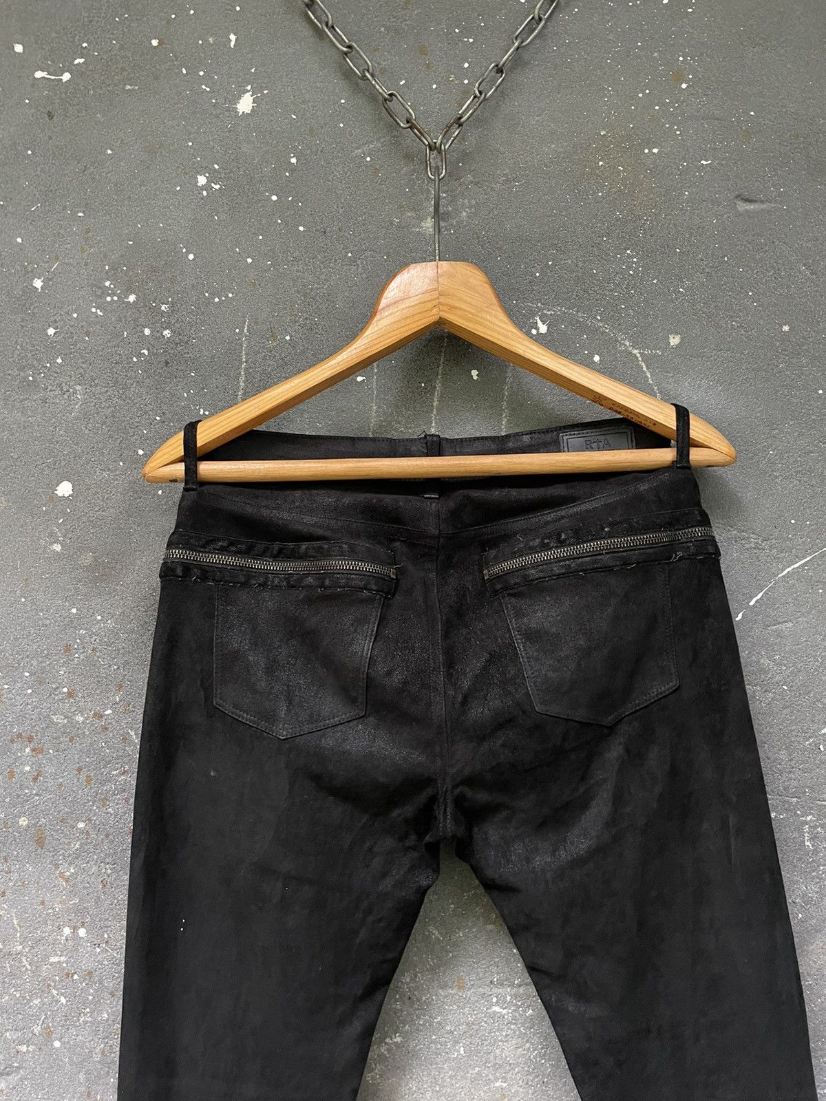 Rta Road To Awe R+ A Leather Pants Zipper Avant Garde Black RARE Size 28" / US 6 / IT 42 - 4 Thumbnail