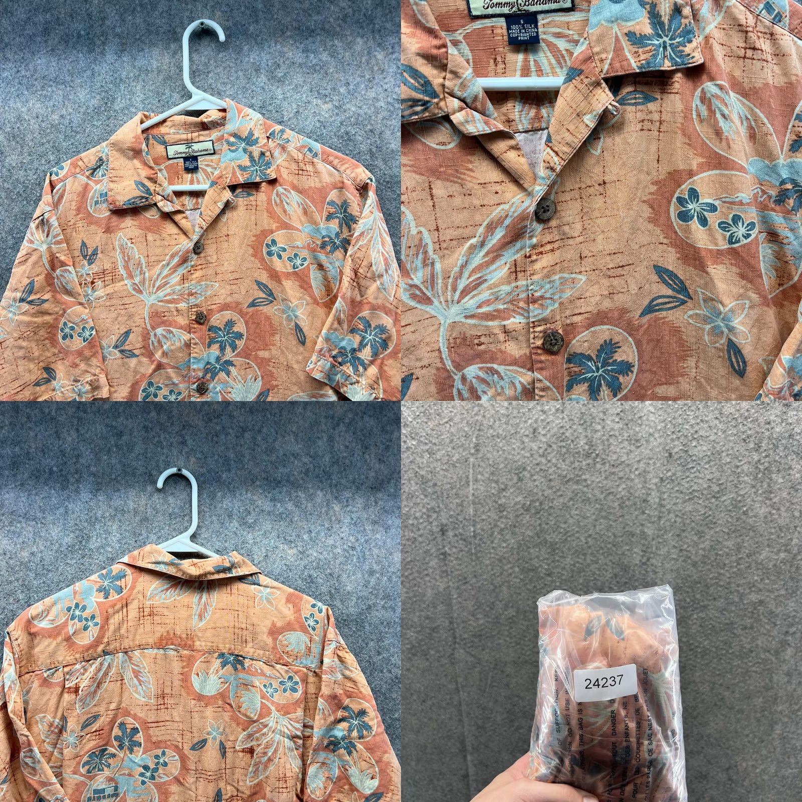 Tommy Bahama VINTAGE Tommy Bahama Shirt Men Small Adult Orange Silk Floral Button-Down Short Sleeve Regular Fit Mens Size US S / EU 44-46 / 1 - 8 Thumbnail