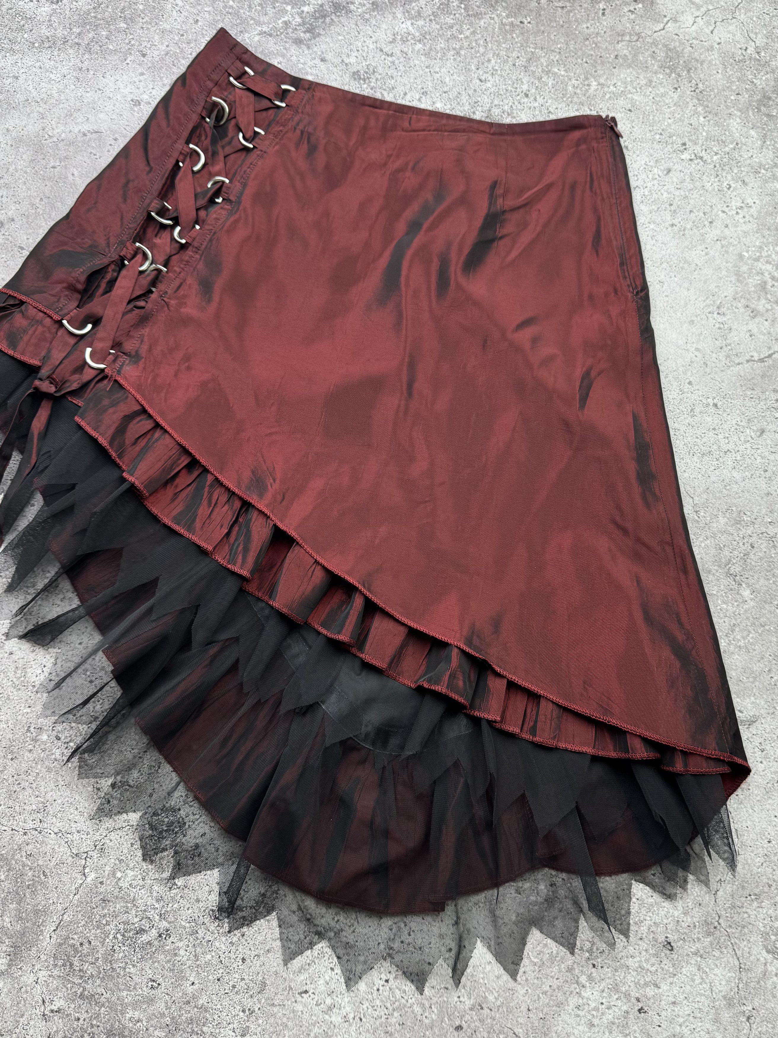 Vintage Vintage Midi Asymmetry Flare Skirt Bondaged C590(V235)(E8) Size 28" / US 6 / IT 42 - 3 Thumbnail