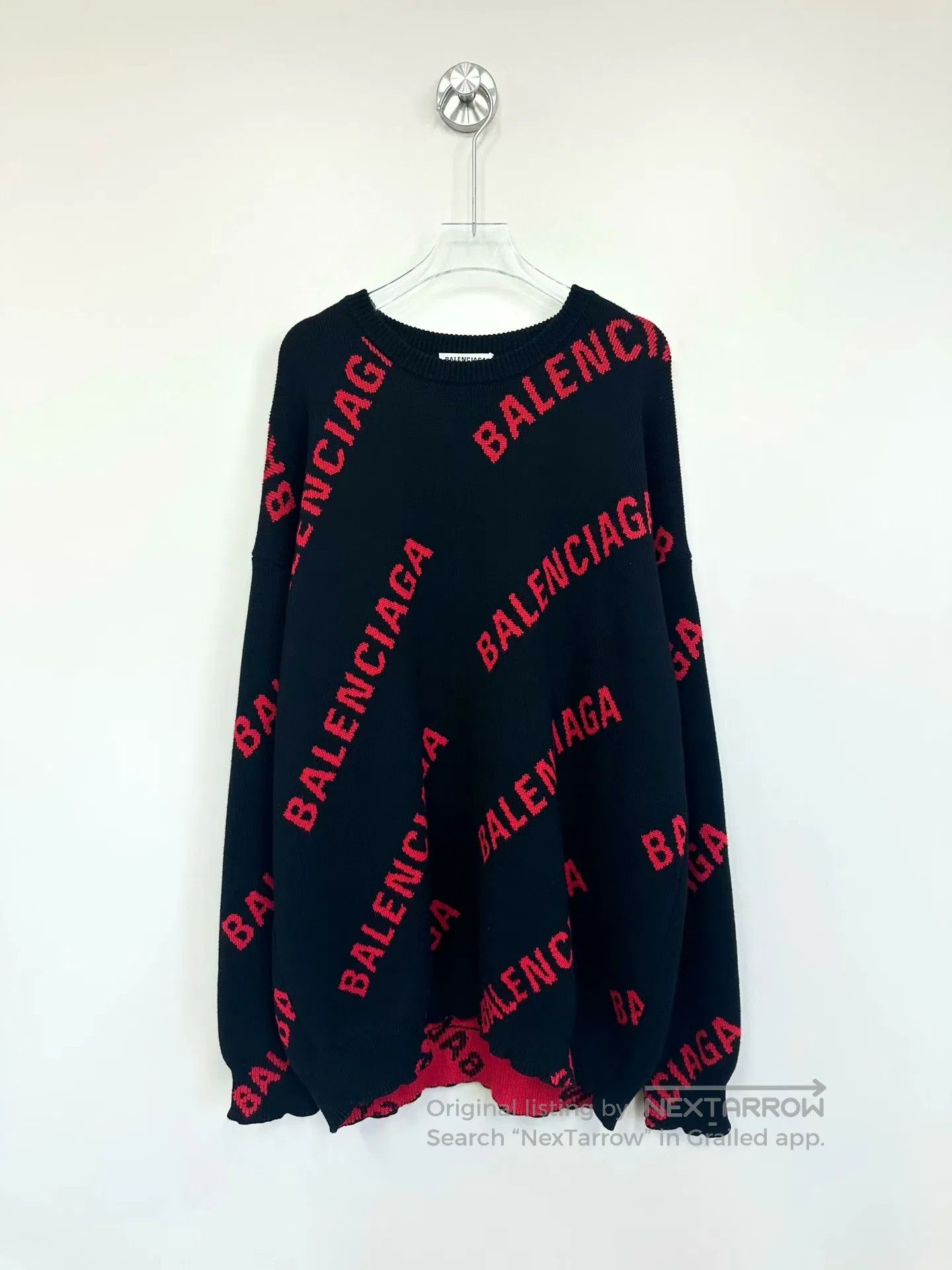 Balenciaga Balenciaga Black Barrage Full Logo Knit Sweater| Size US M / EU 48-50 / 2 - 1 Thumbnail