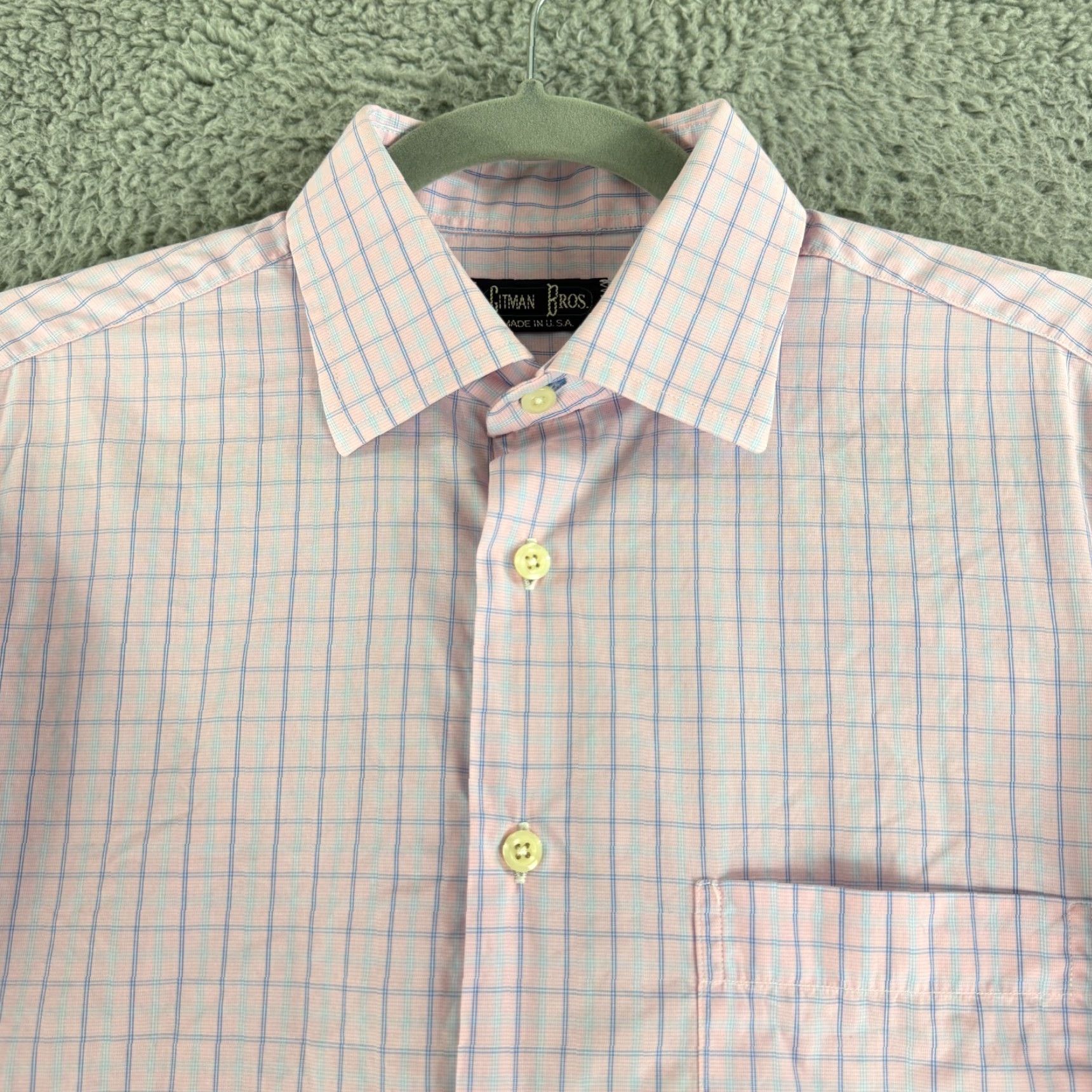 Pinko Gitman Bros. Button-Up Shirt Mens Medium Pink Plaid Long Sleeve VTG USA Made Size US M / EU 48-50 / 2 - 2 Thumbnail