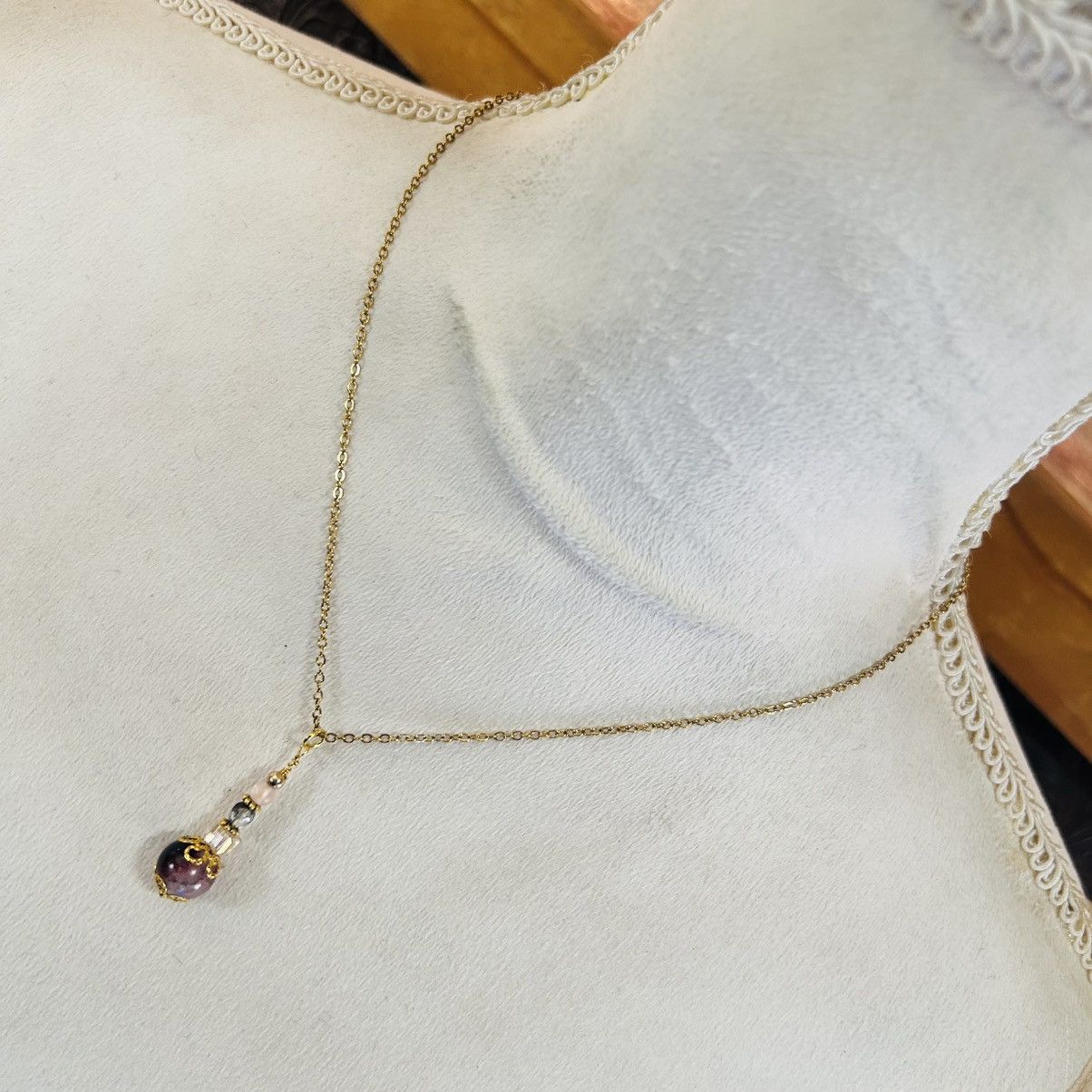 Handmade Handcrafted vintage bead faceted glass crystal drop necklace Size ONE SIZE - 2 Thumbnail