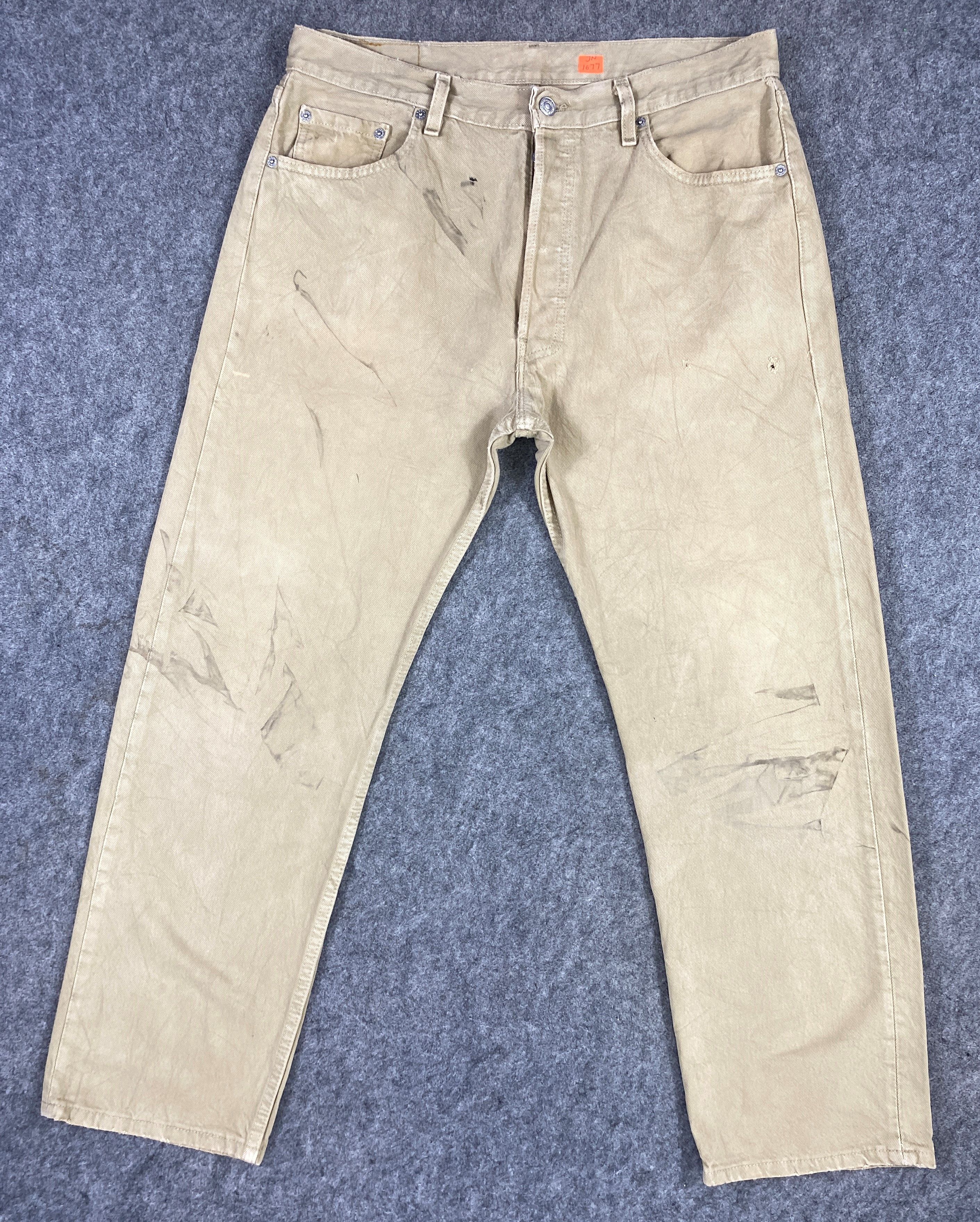 image of Distressed Denim x Levis Khaki Vintage Levi's 501 Usa Jeans 34X28.5 Denim -Jn1677, Men's